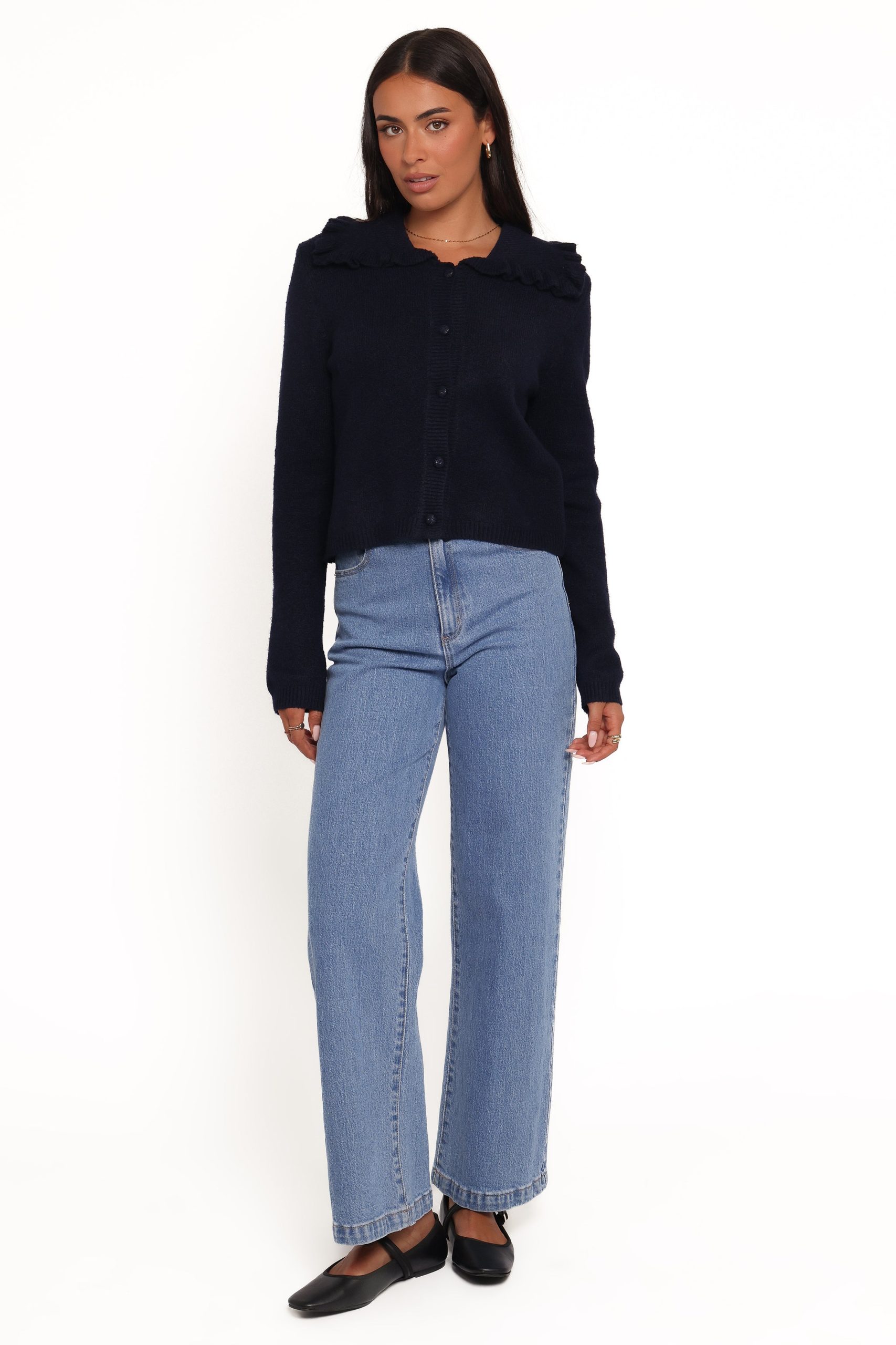 Carmello Frill Collar Cardigan - Navy - Image 2