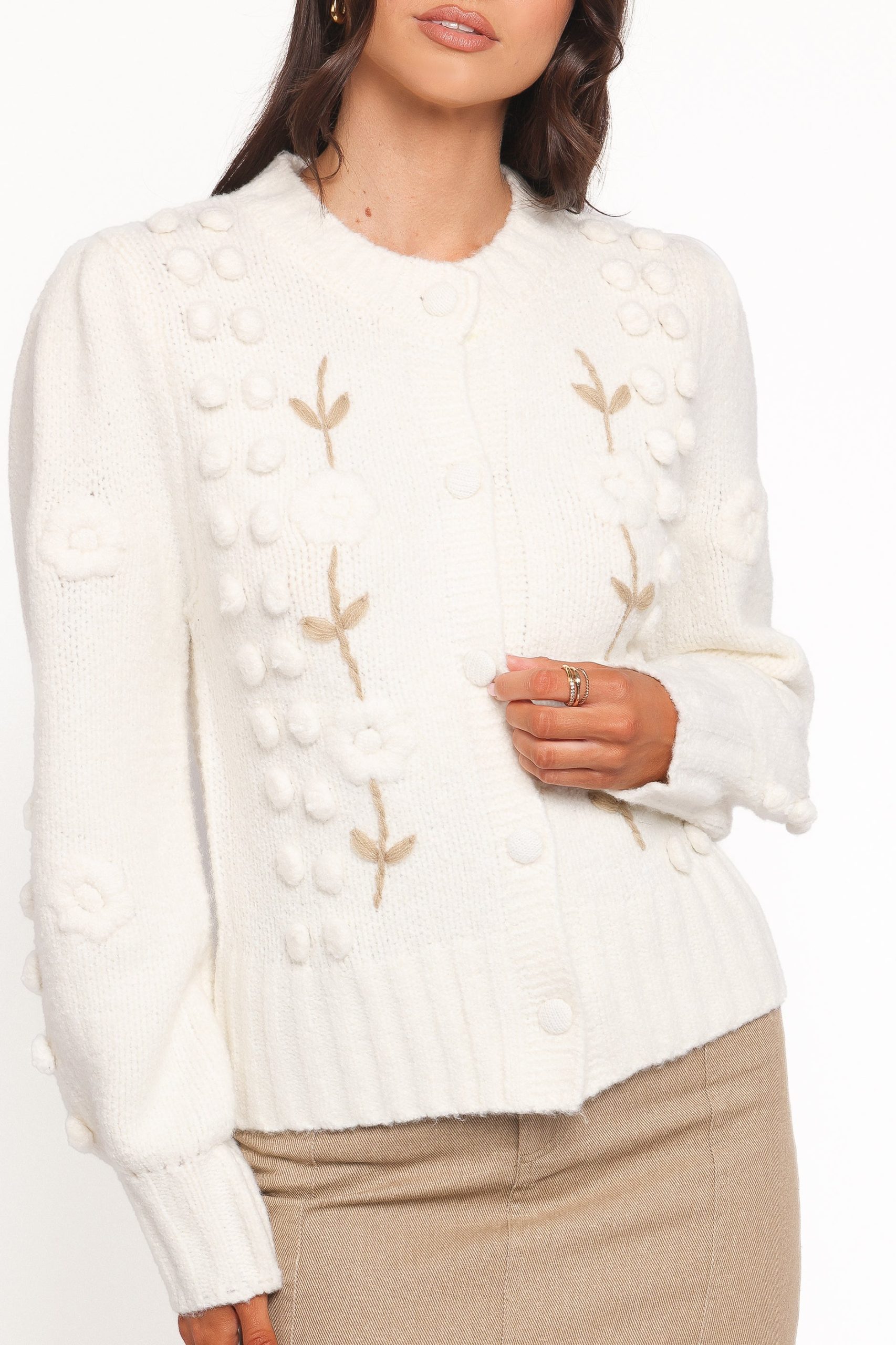 Cleo Floral Cardigan - Cream - Image 3