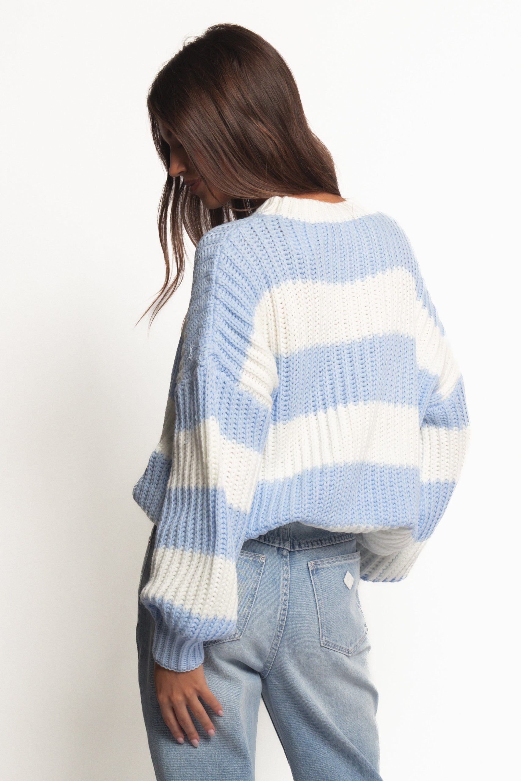 Courtney Thick Stripe Knit Sweater - Blue Cream - Image 4