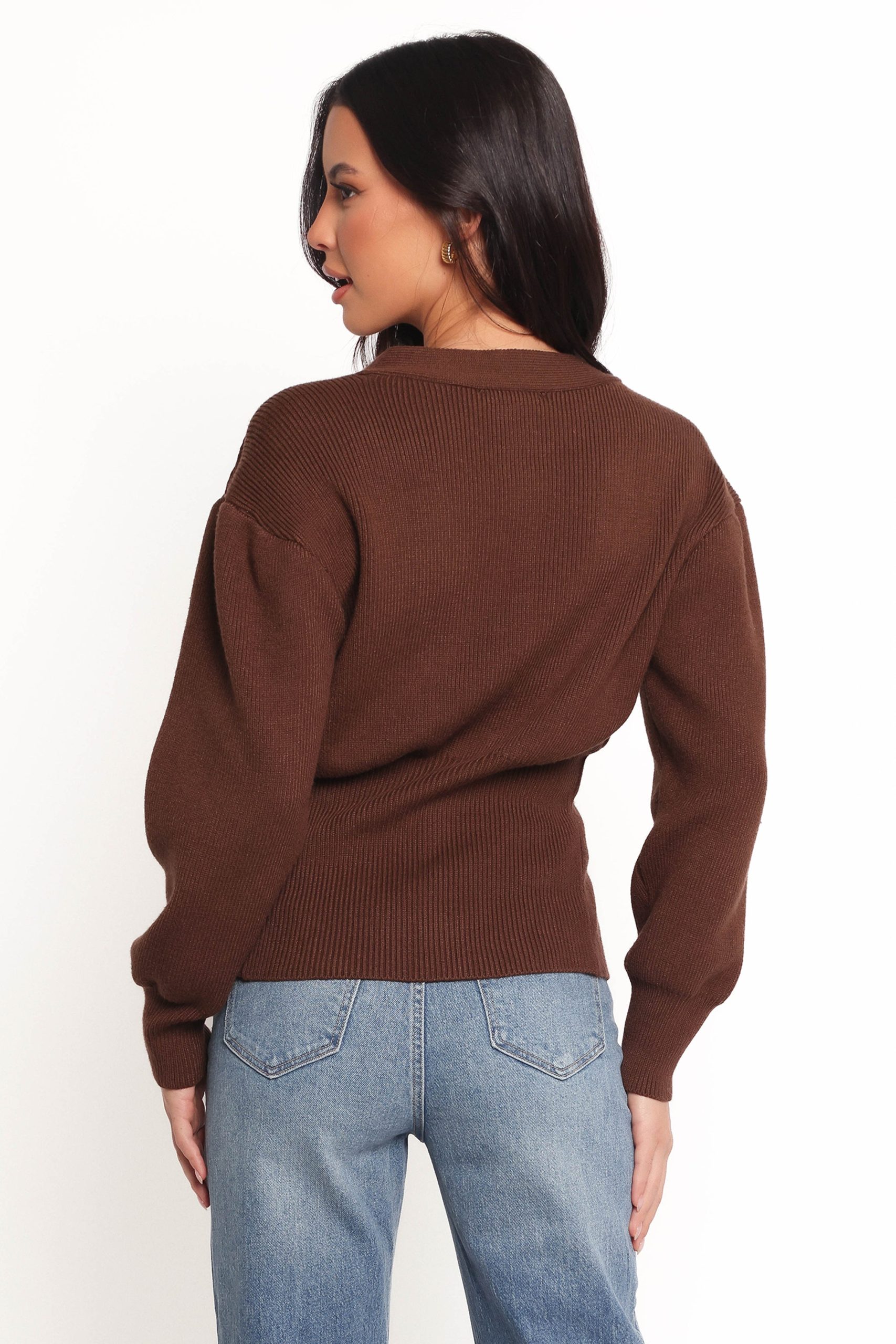 Cyrelle Single Button Cardigan - Brown - Image 5