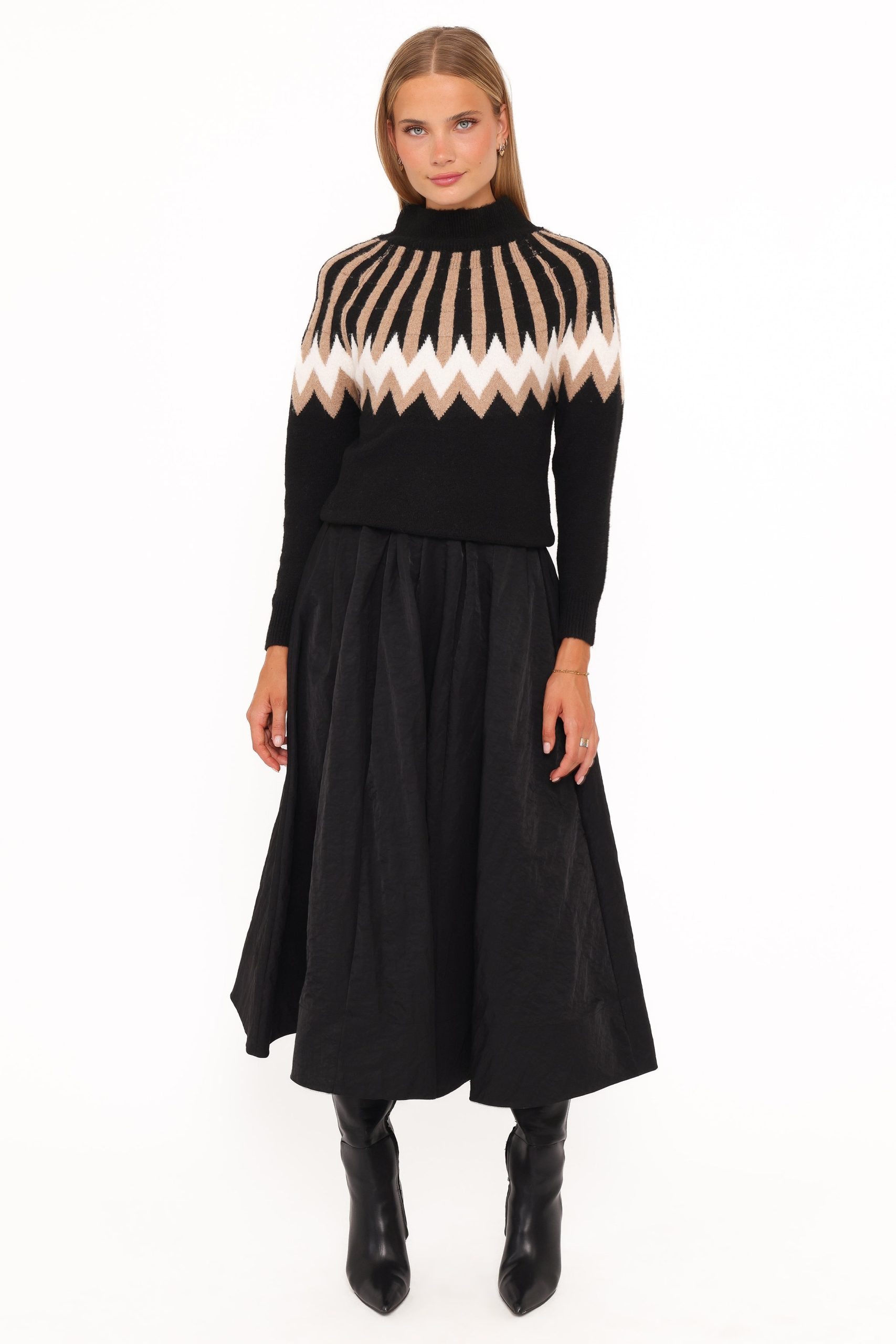 Donner Fairisle Mockneck Sweater - Black - Image 5