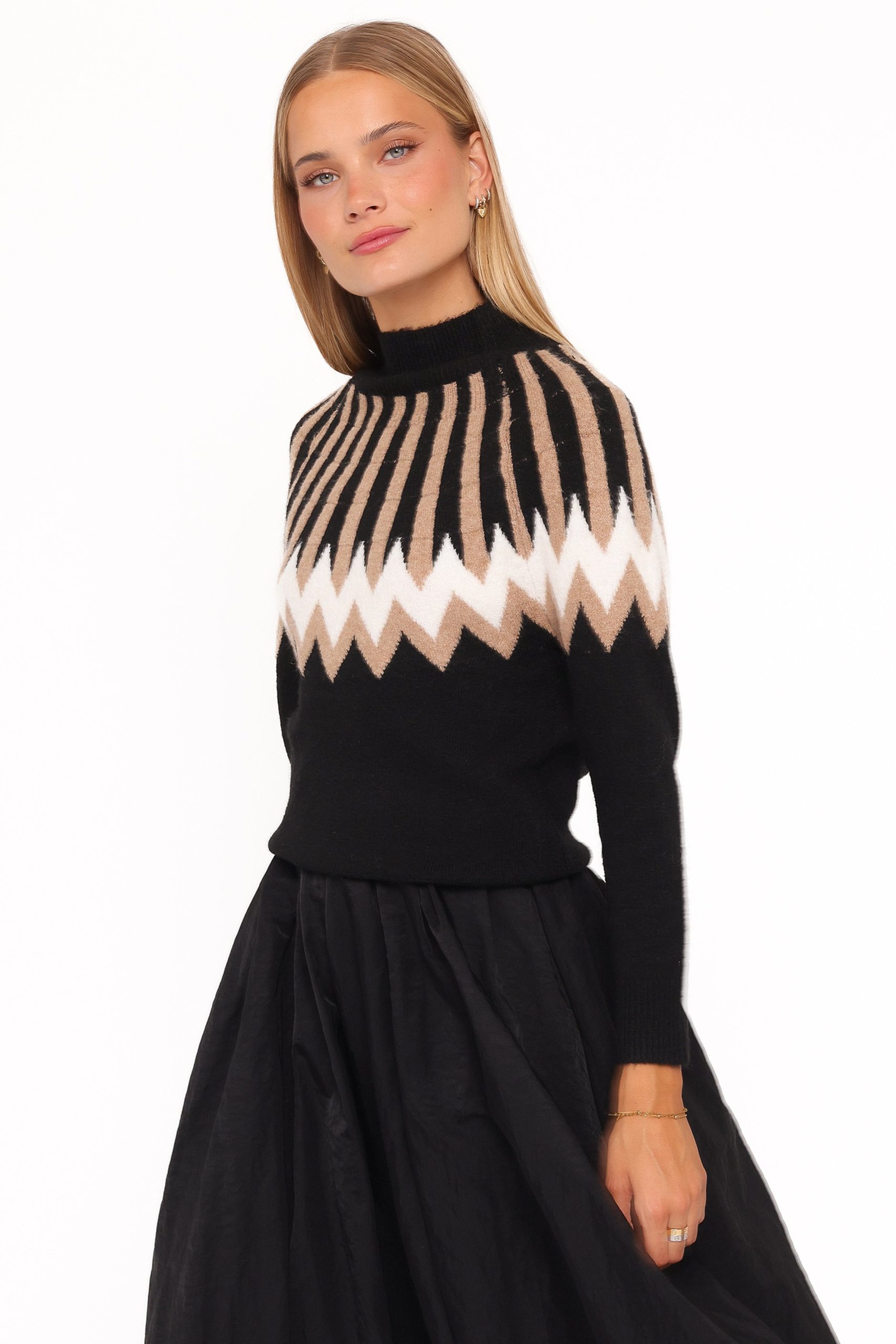Donner Fairisle Mockneck Sweater - Black - Image 3