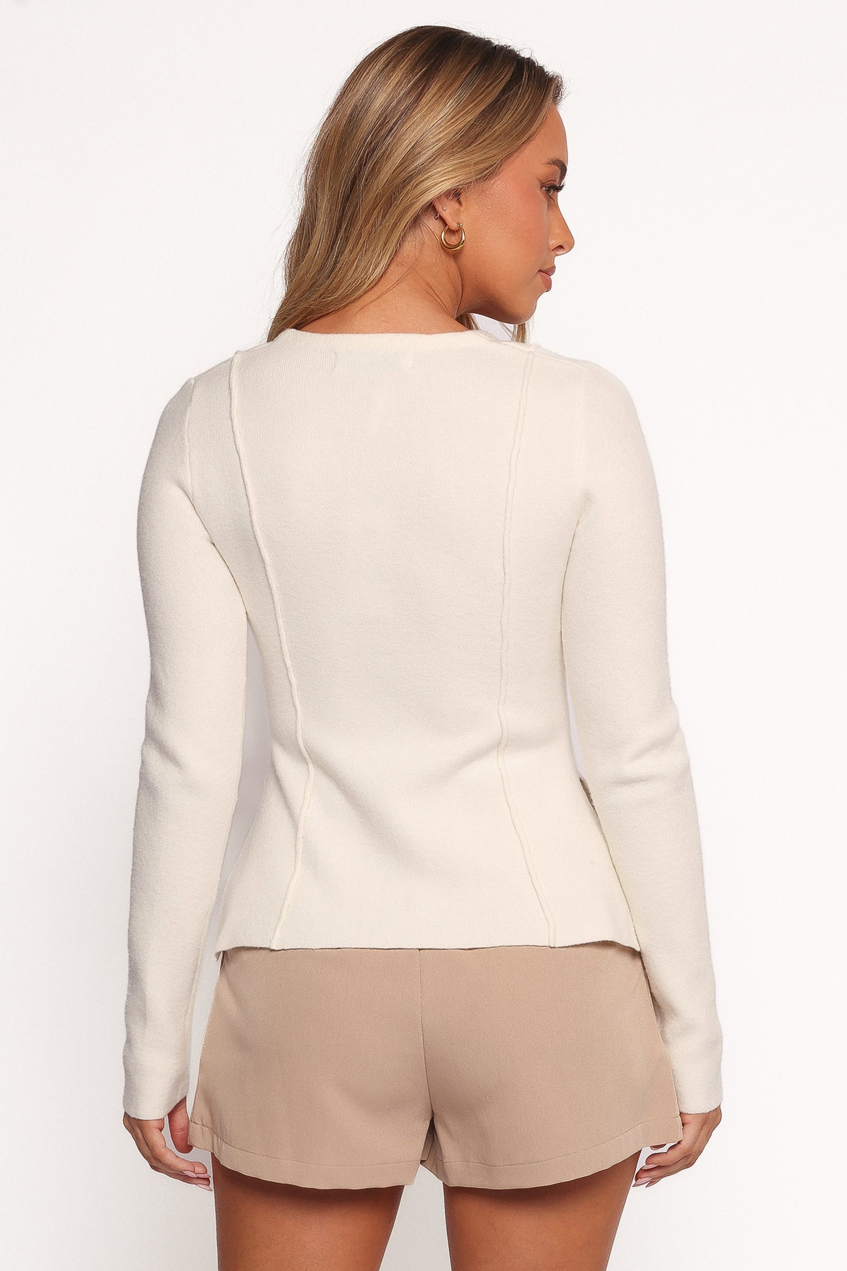 Eddie Clasp Front Cardigan - Ivory - Image 4