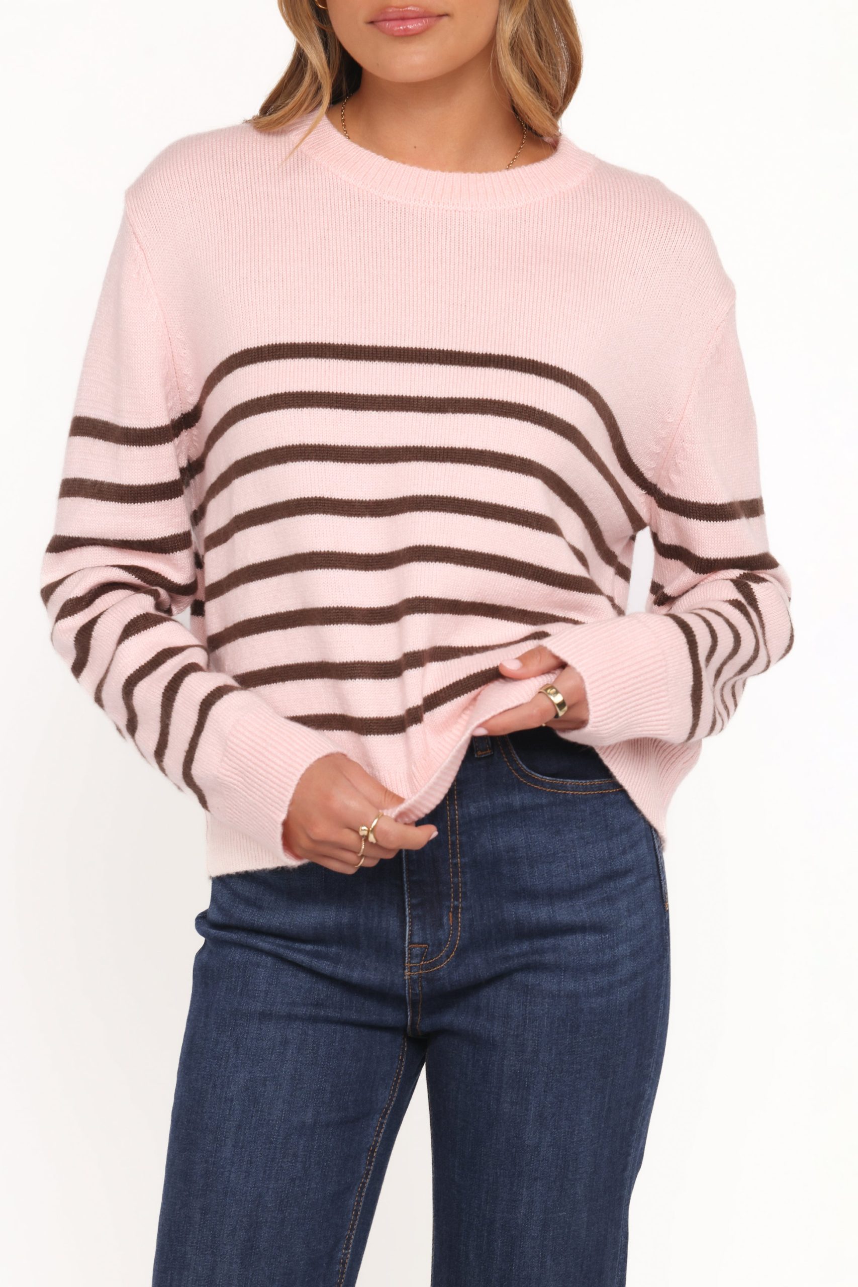 Eleanora Striped Knit Pullover Sweater - Pink - Image 3