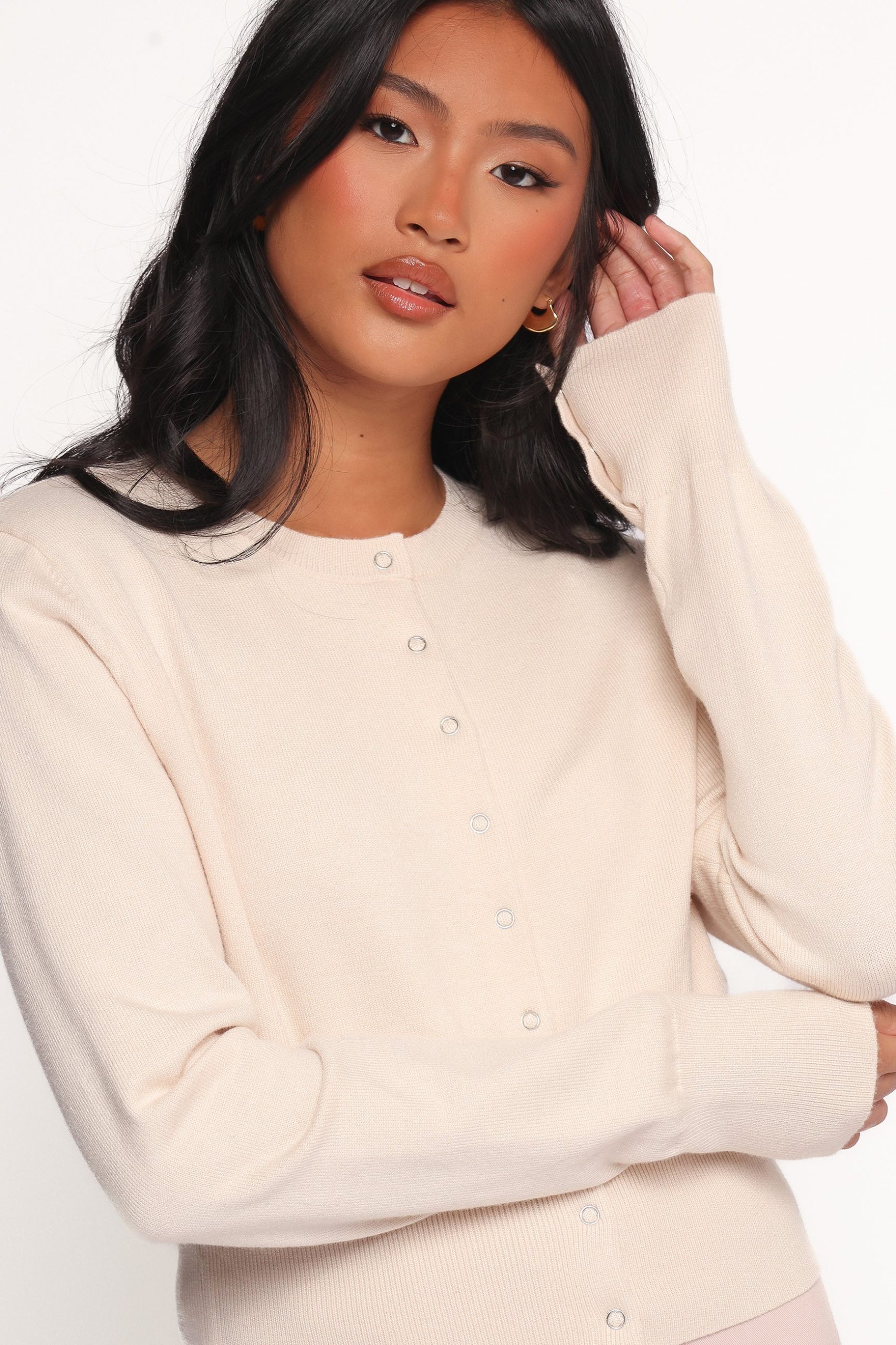 Elita Fitted Cardigan - Cream - Image 2