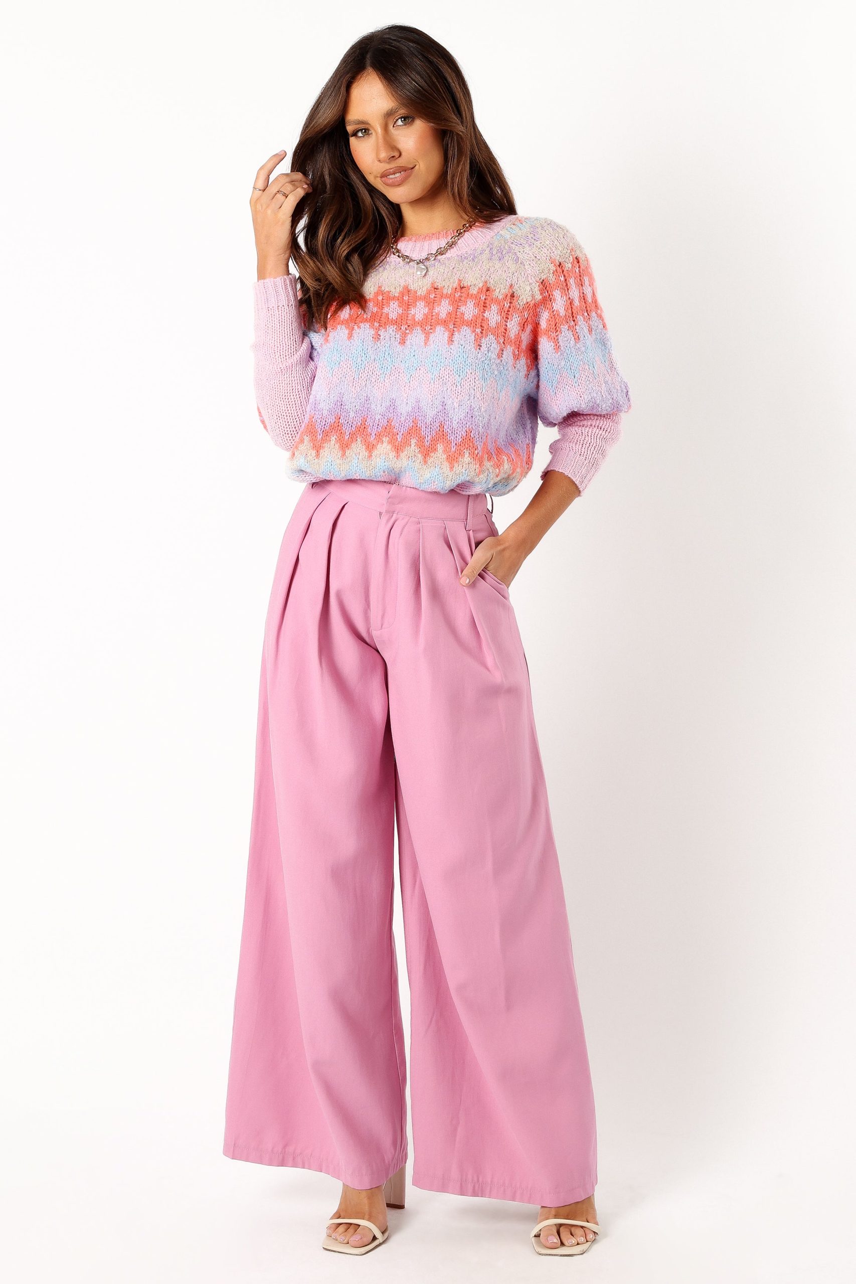 Emerson Fairisle Knit Sweater - Coral Blue - Image 2