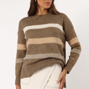Esther Stripe Knit Sweater - Brown