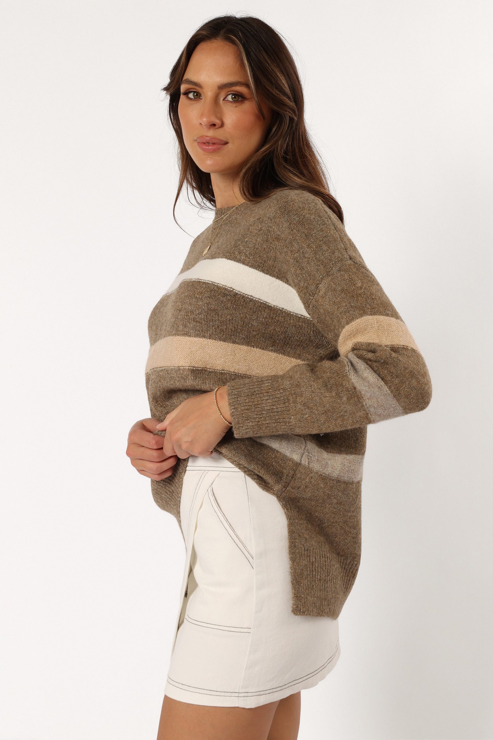 Esther Stripe Knit Sweater - Brown - Image 5