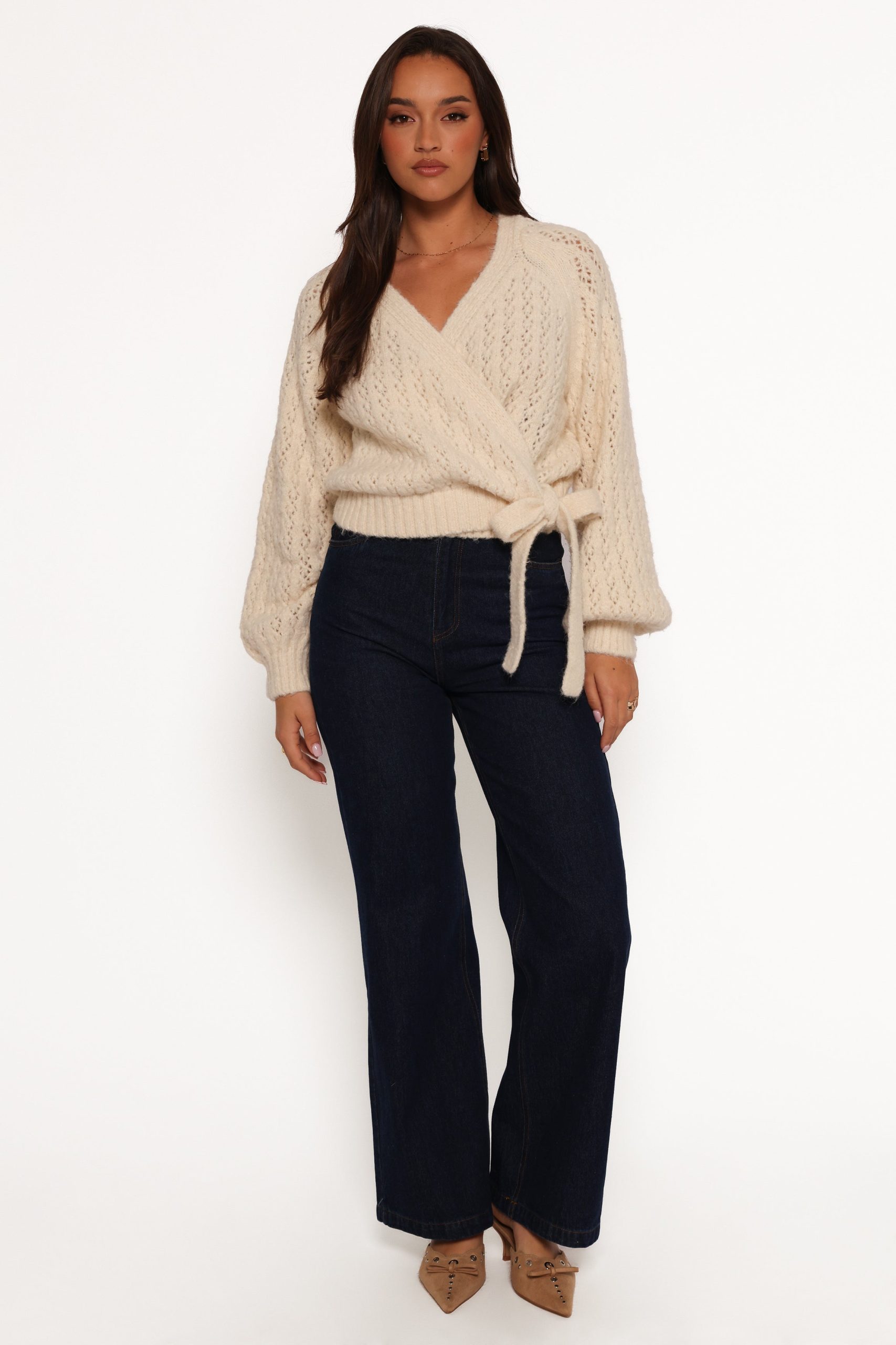 Etta Ballet Wrap Knit Sweater - Cream - Image 8