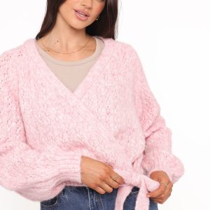 Etta Ballet Wrap Knit Sweater - Pink