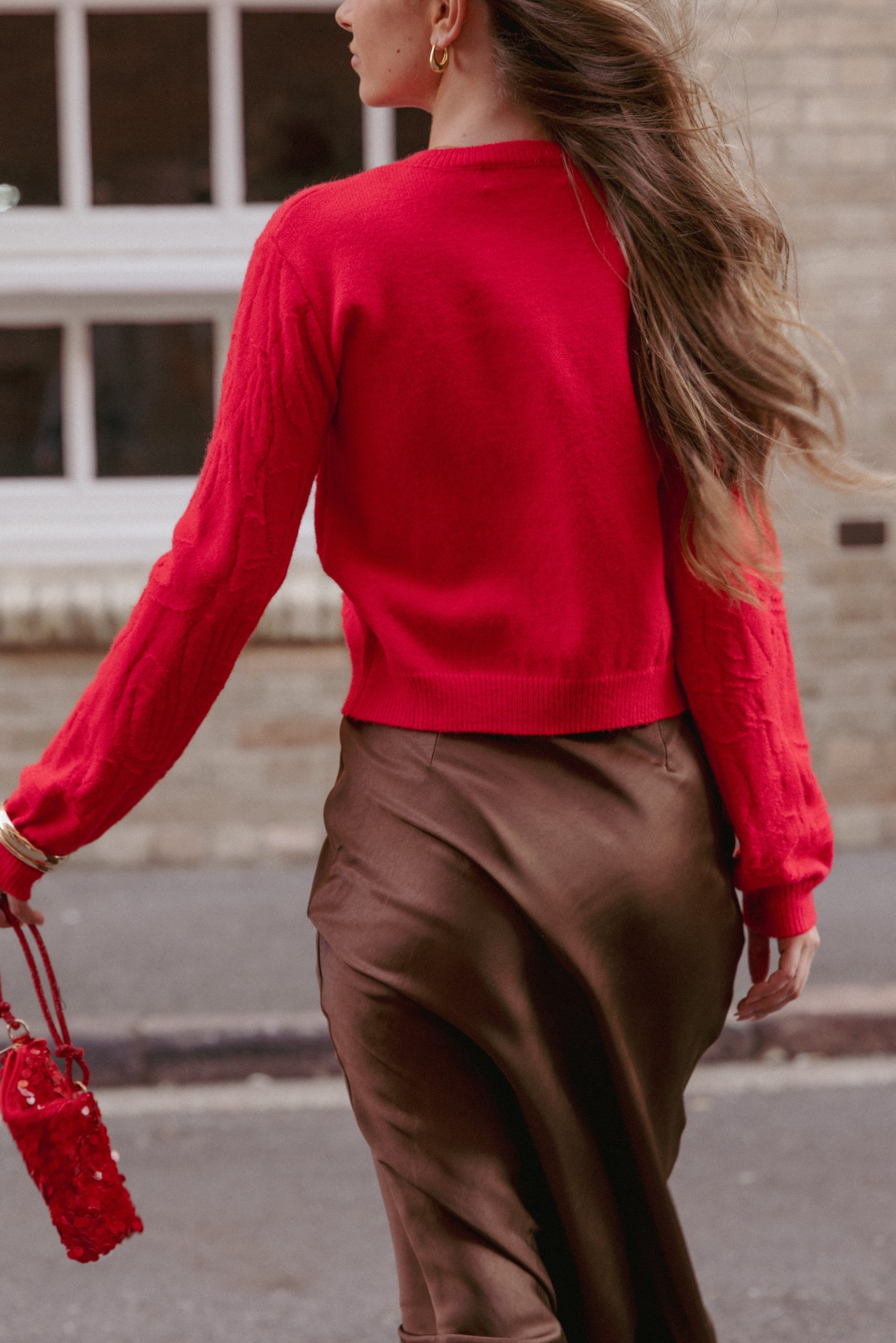 Fauna Tonal Floral Cardigan - Red - Image 8