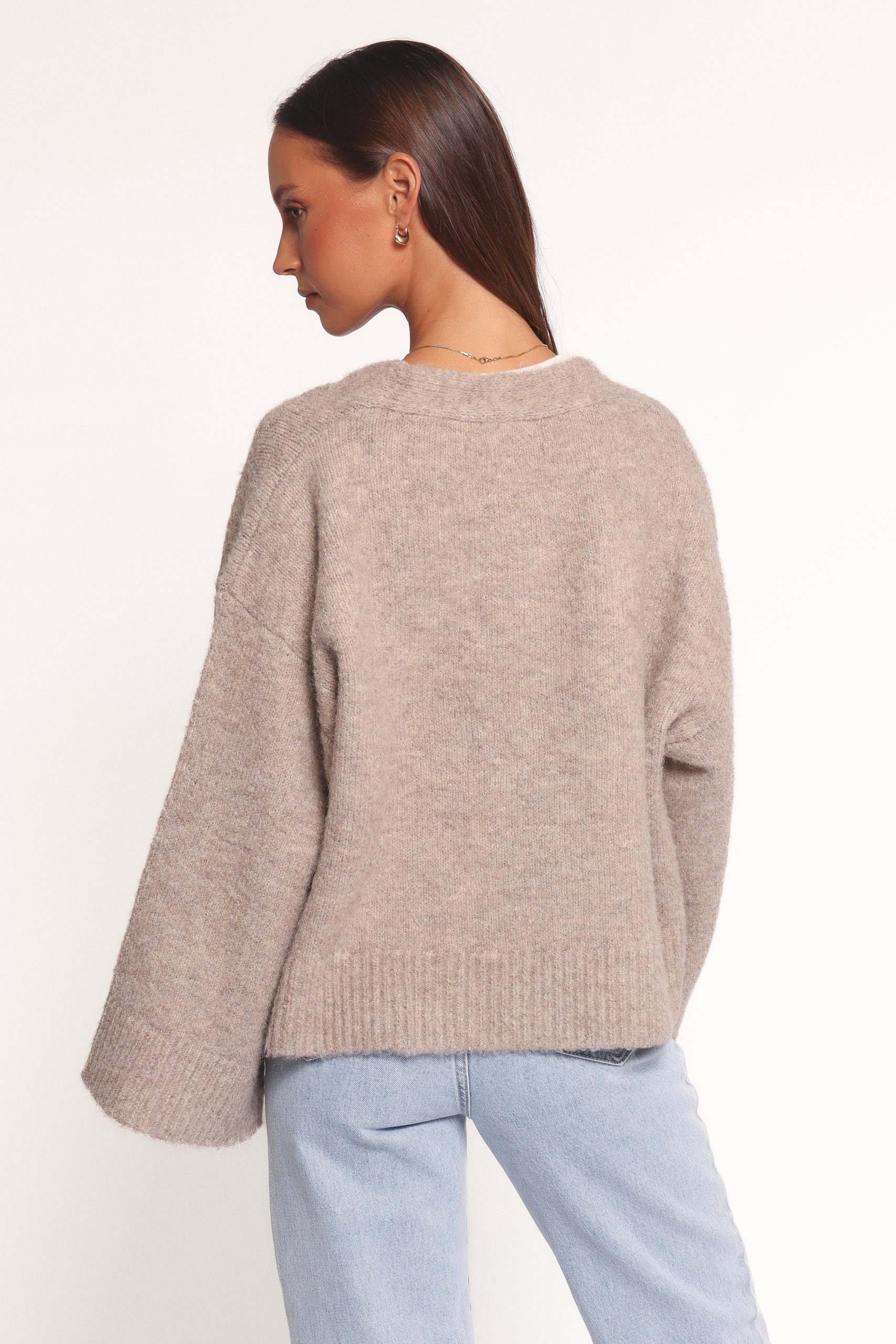 Fern Wide Sleeve Cardigan - Mushroom - Image 5