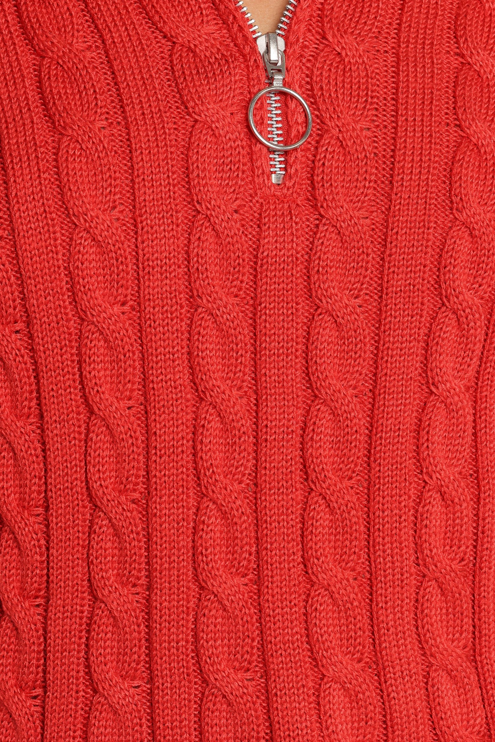 Frida Quarter Zip Knit Sweater - Red - Image 9