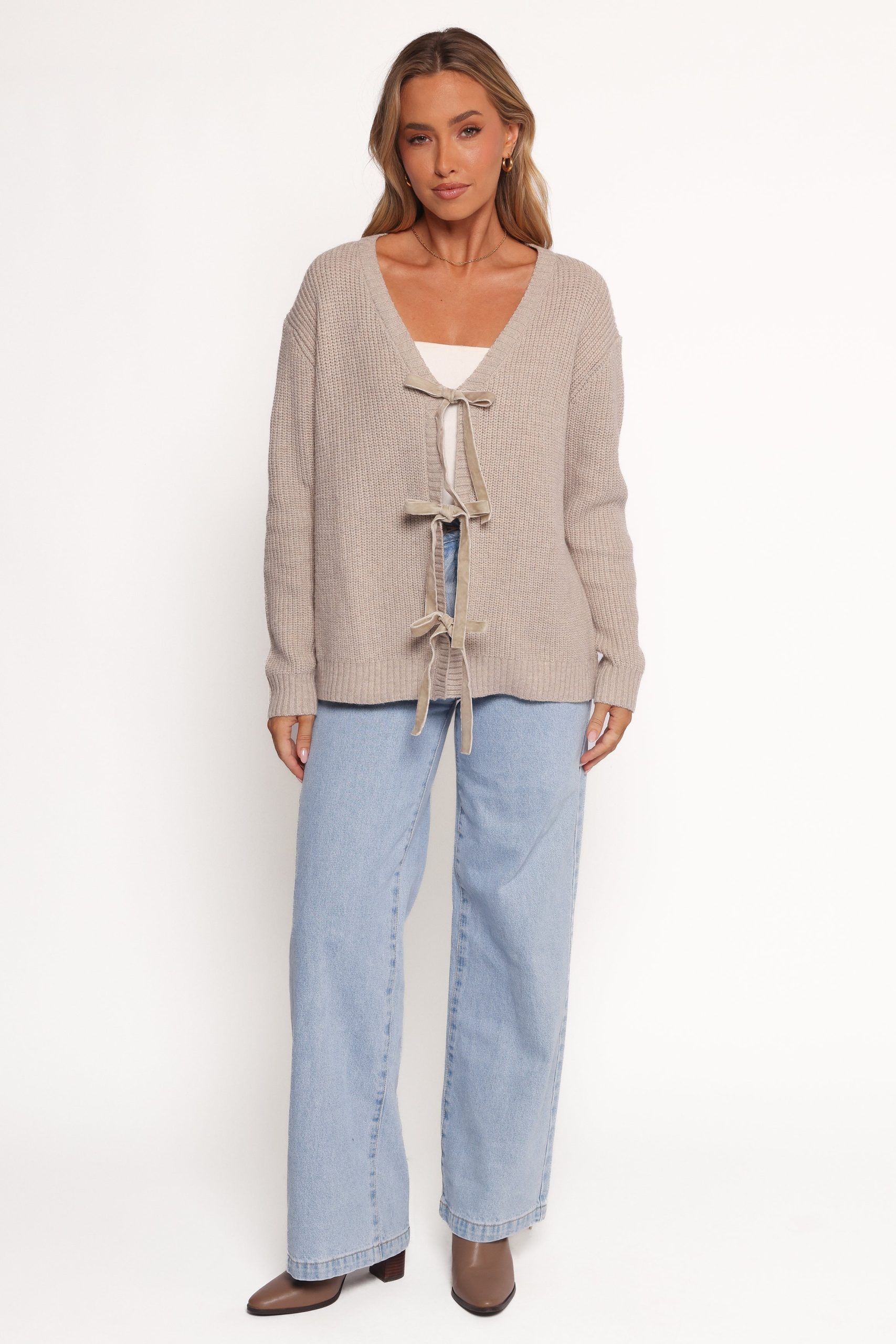 Hammond Tie Up Cardigan - Taupe - Image 2