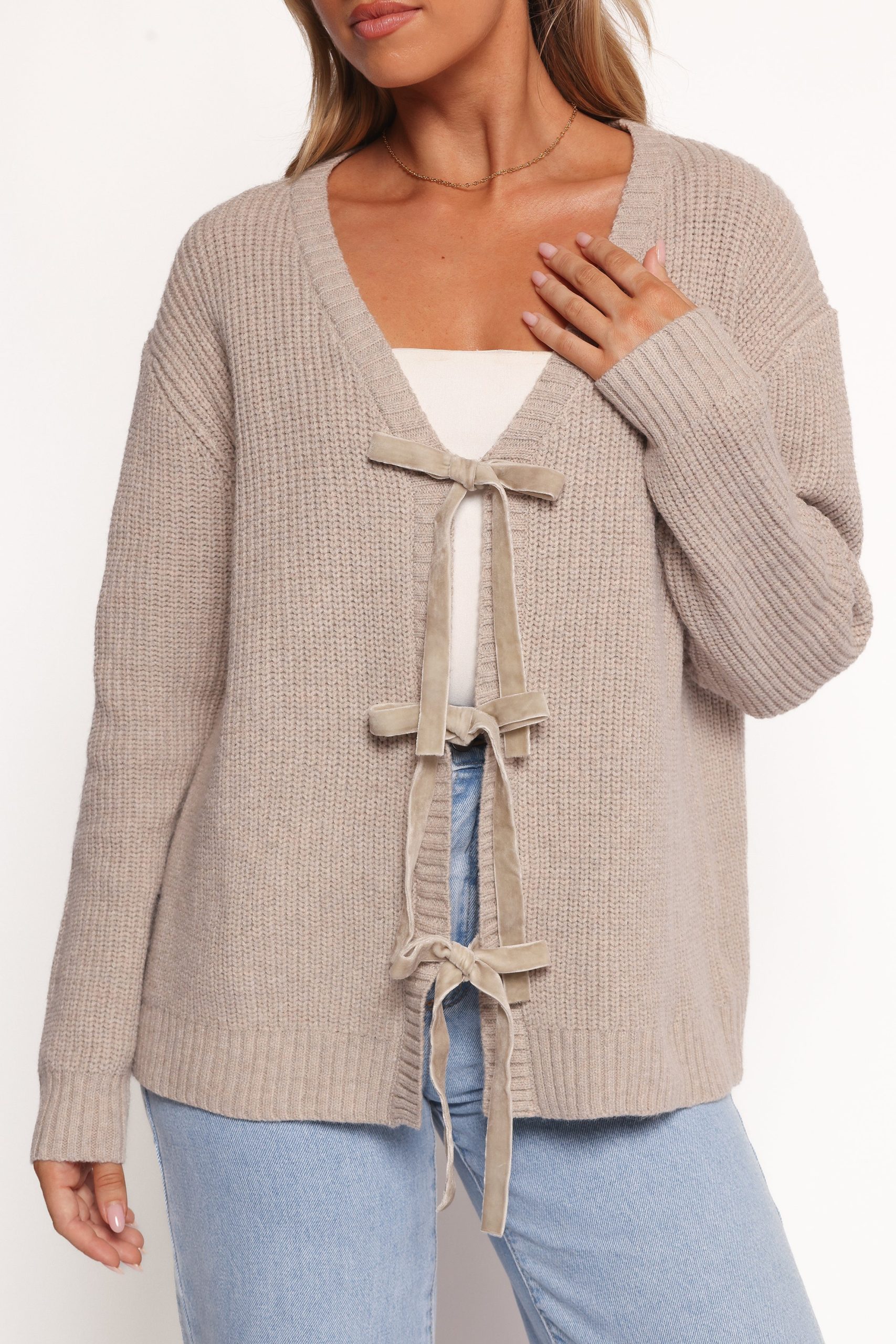 Hammond Tie Up Cardigan - Taupe - Image 6