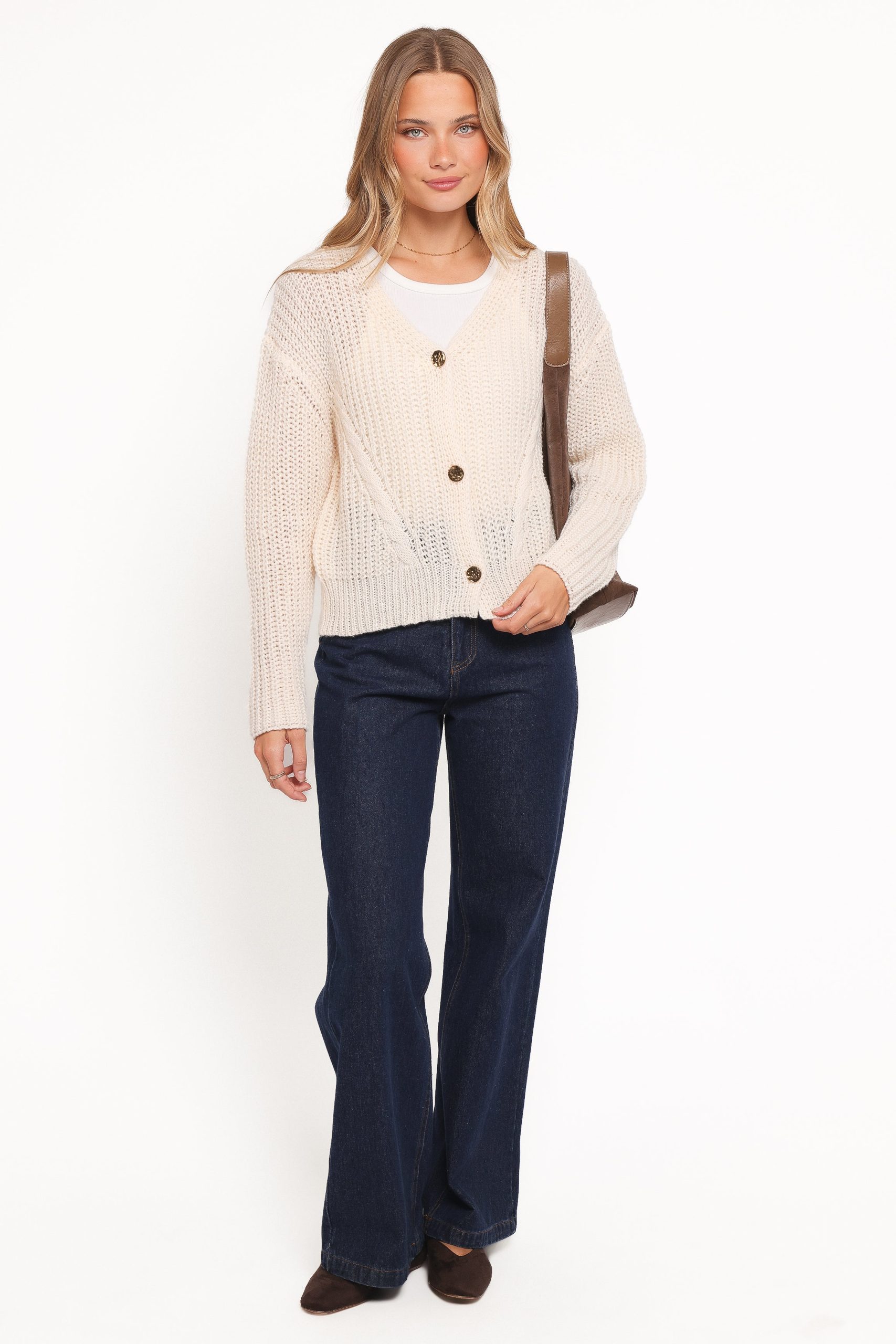 Henderson Thick Knit Cardigan - Cream - Image 6