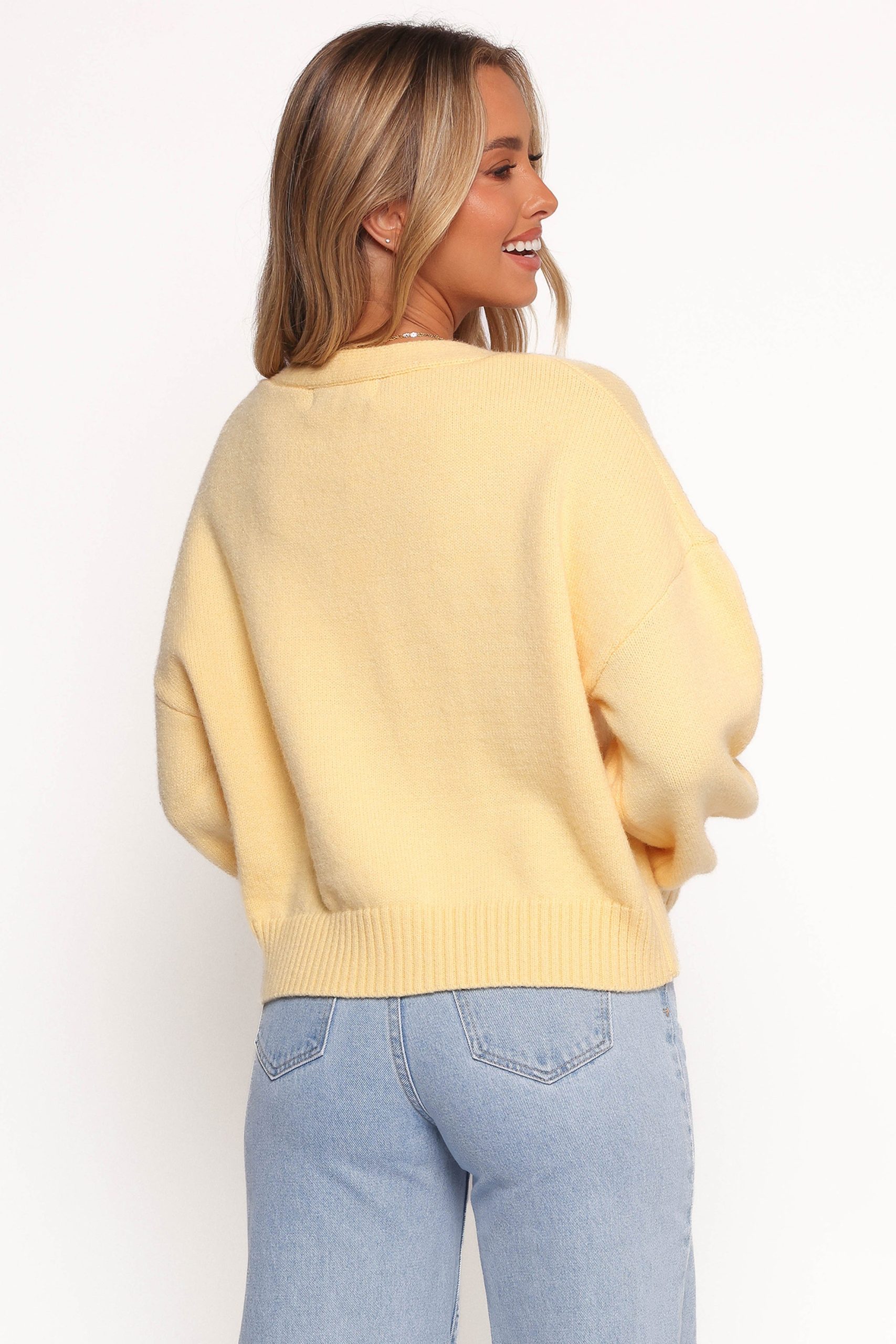 Isabel Button Front Cardigan - Yellow - Image 4