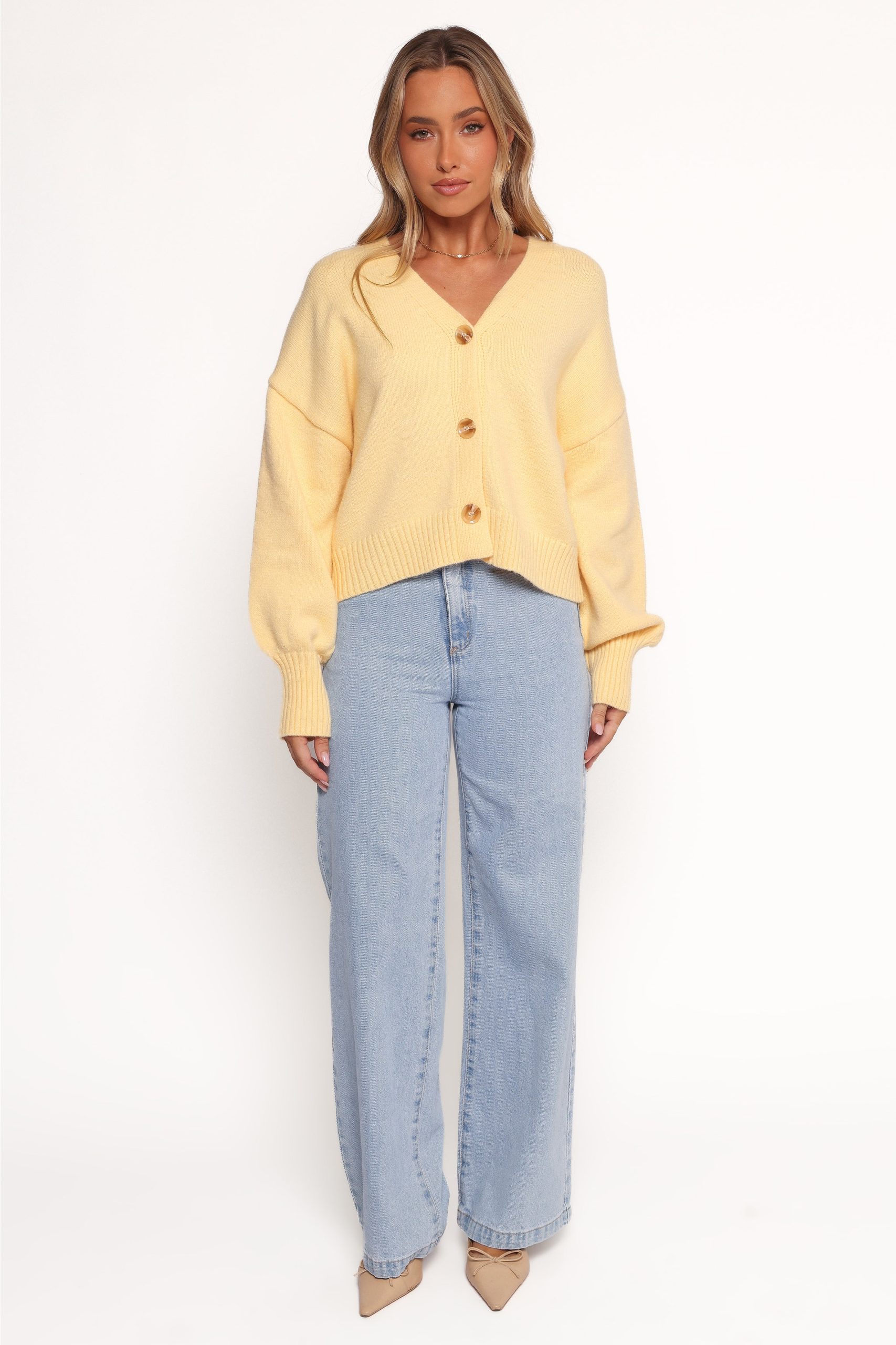 Isabel Button Front Cardigan - Yellow - Image 5