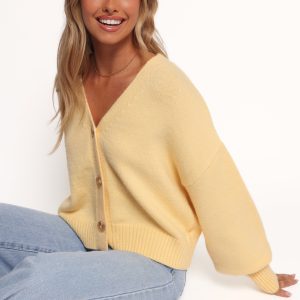 Isabel Button Front Cardigan - Yellow