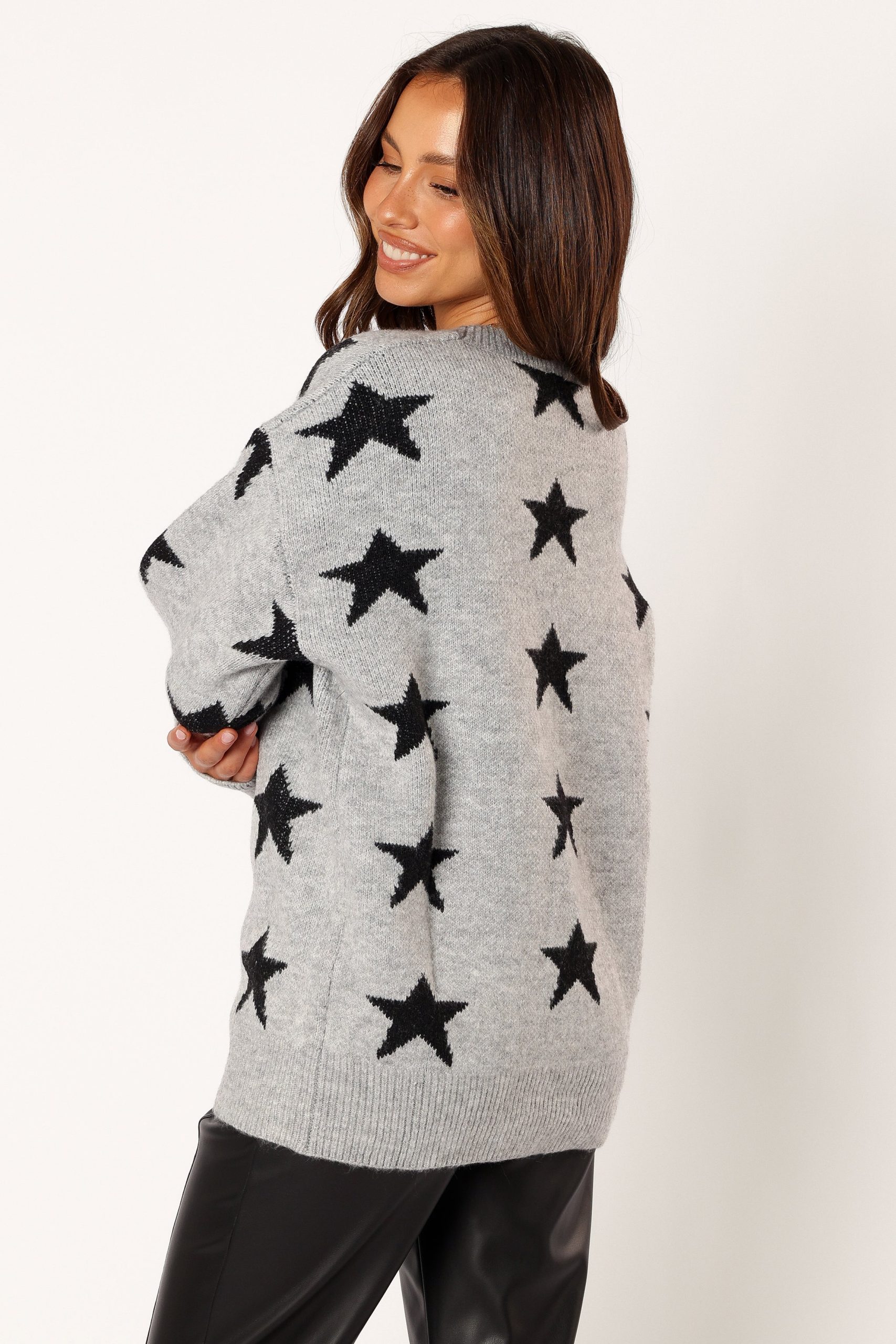 Janiyah Star Knit Sweater - Grey Black - Image 4