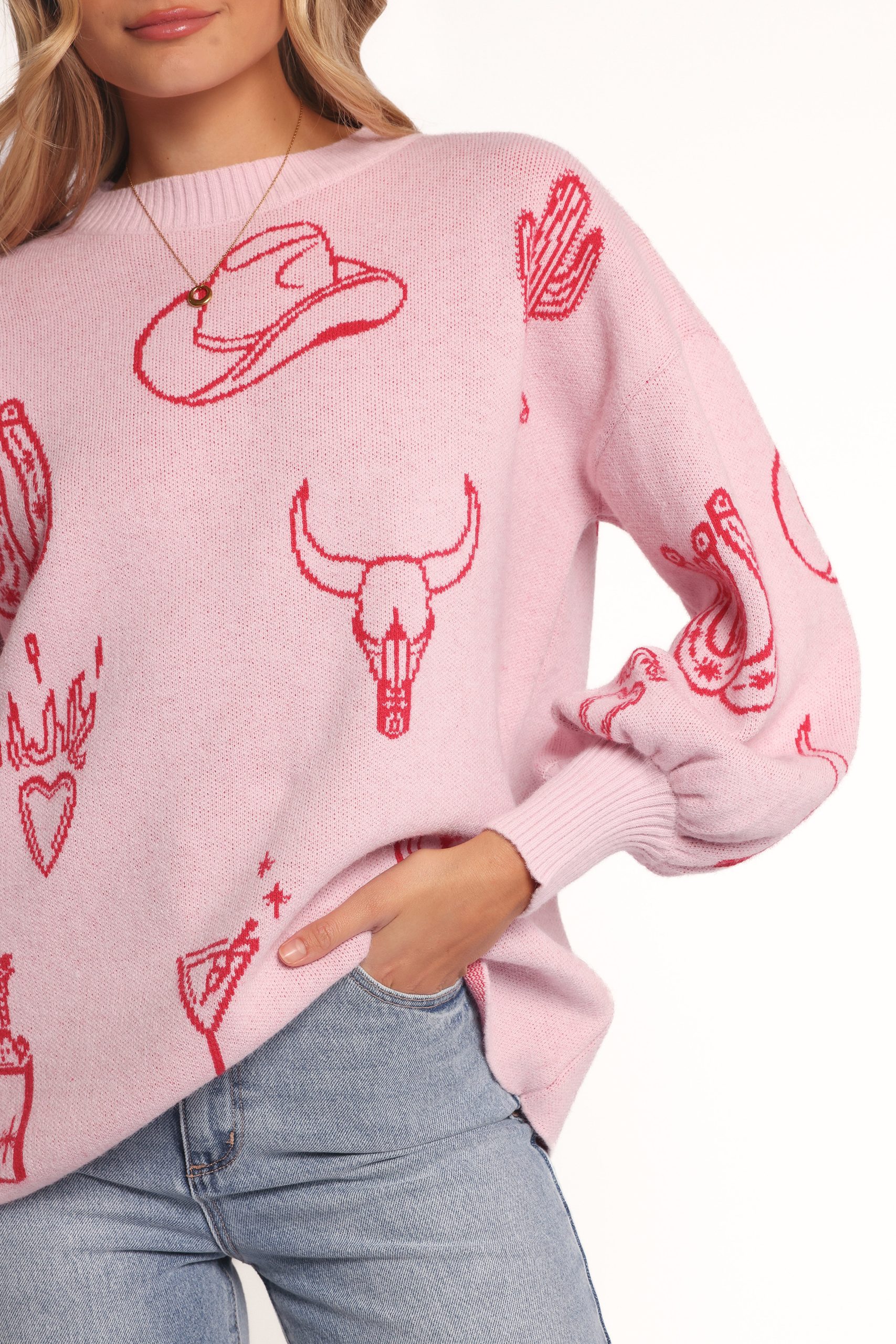 Jax Western Knit Sweater - Pink - Image 6