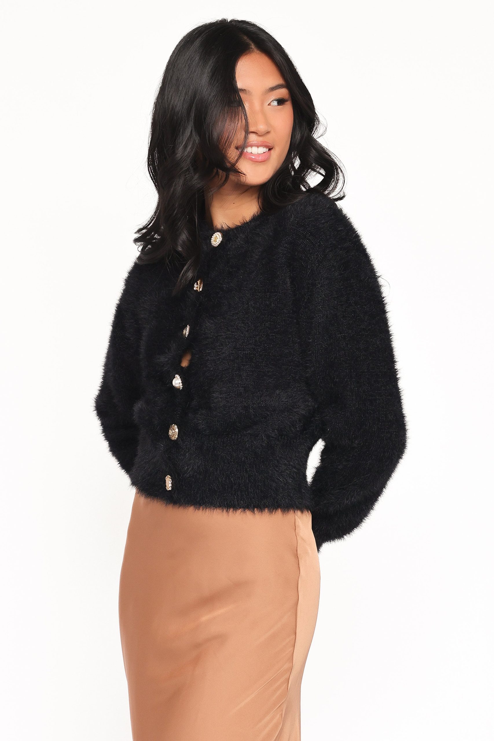Jintie Vintage Button Cardigan - Black - Image 3