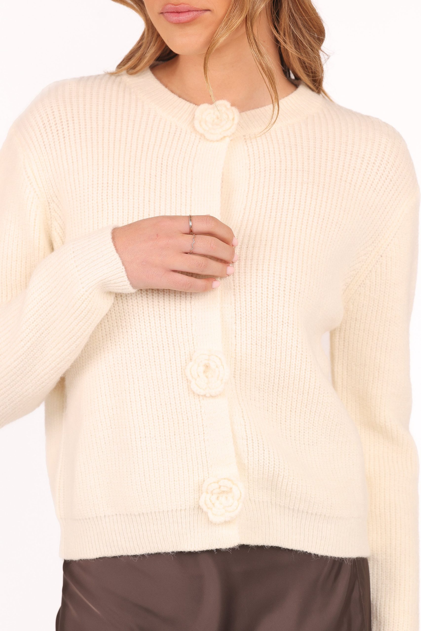 Jones Rosette Cardigan - Cream - Image 3
