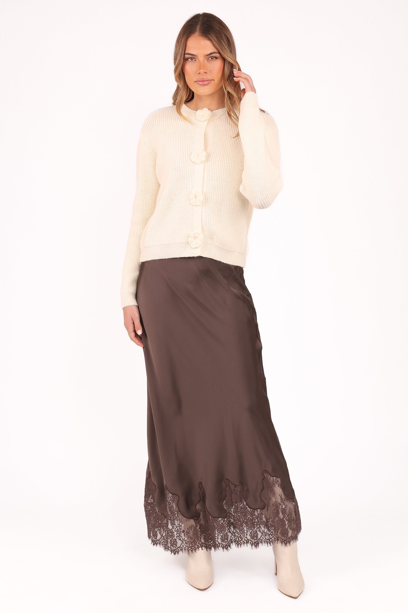 Jones Rosette Cardigan - Cream - Image 6