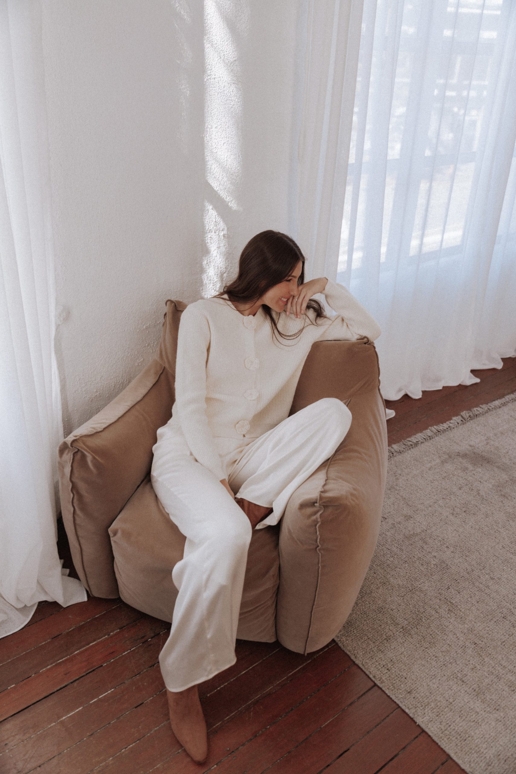 Jones Rosette Cardigan - Cream - Image 2
