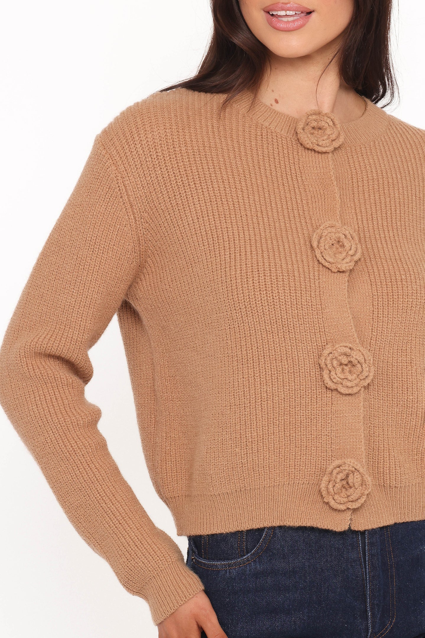 Jones Rosette Cardigan - Mocha - Image 2
