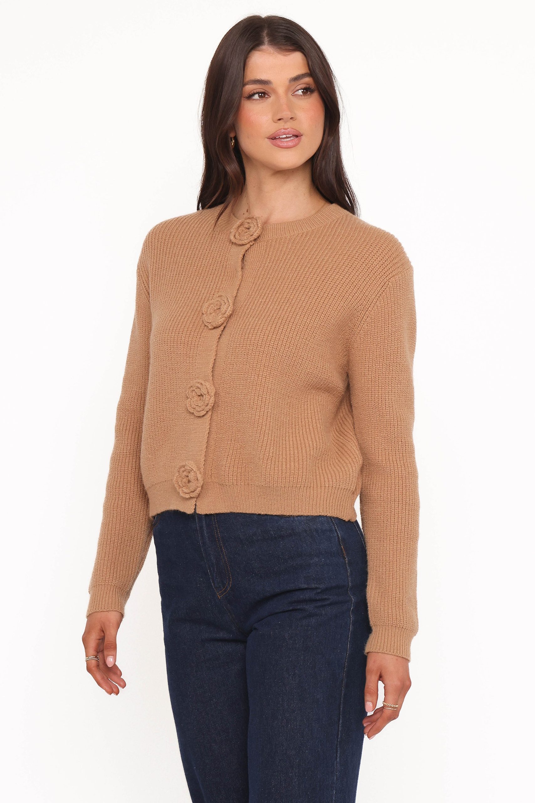 Jones Rosette Cardigan - Mocha - Image 3