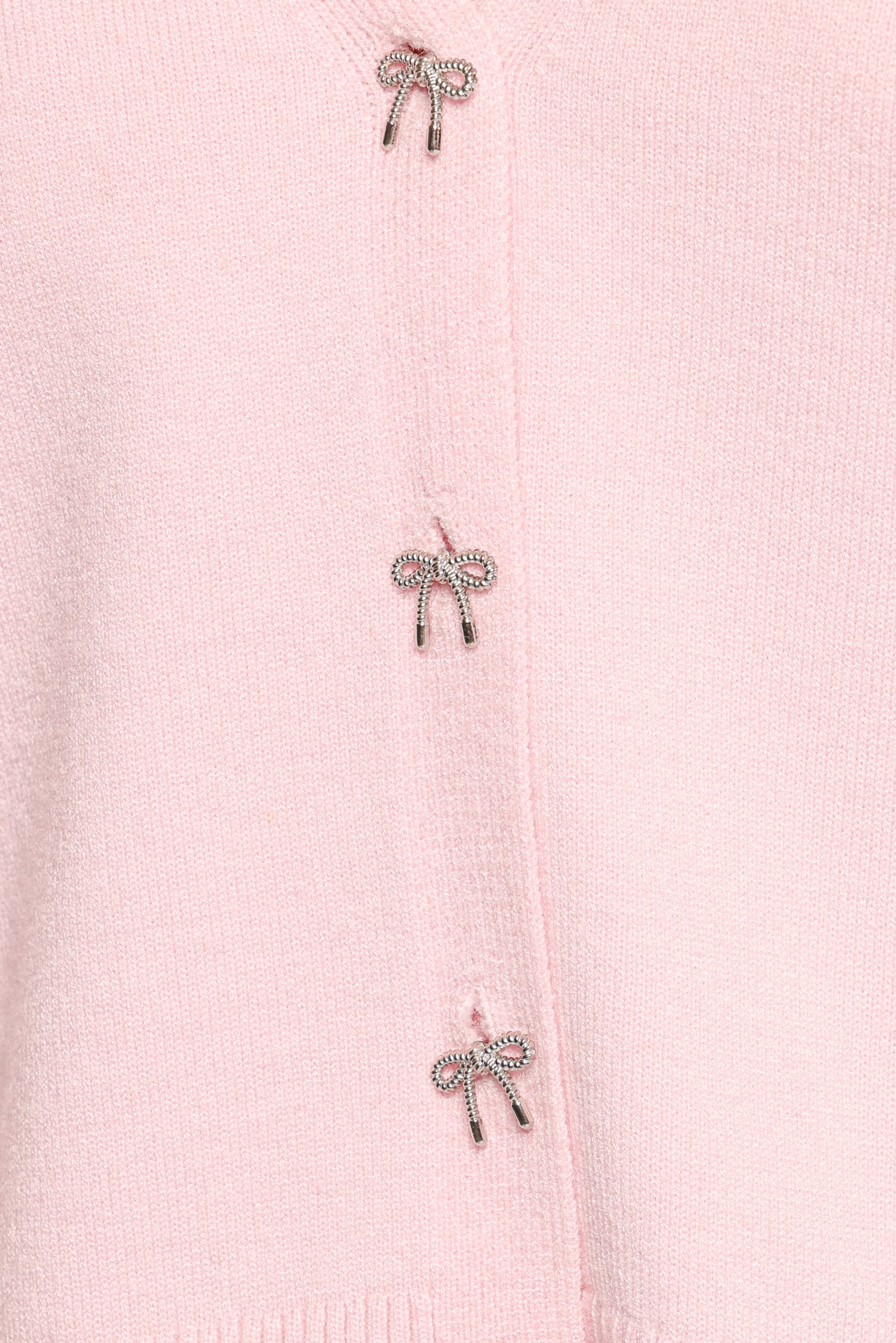 Josey Bow Button Cardigan - Light Pink - Image 6