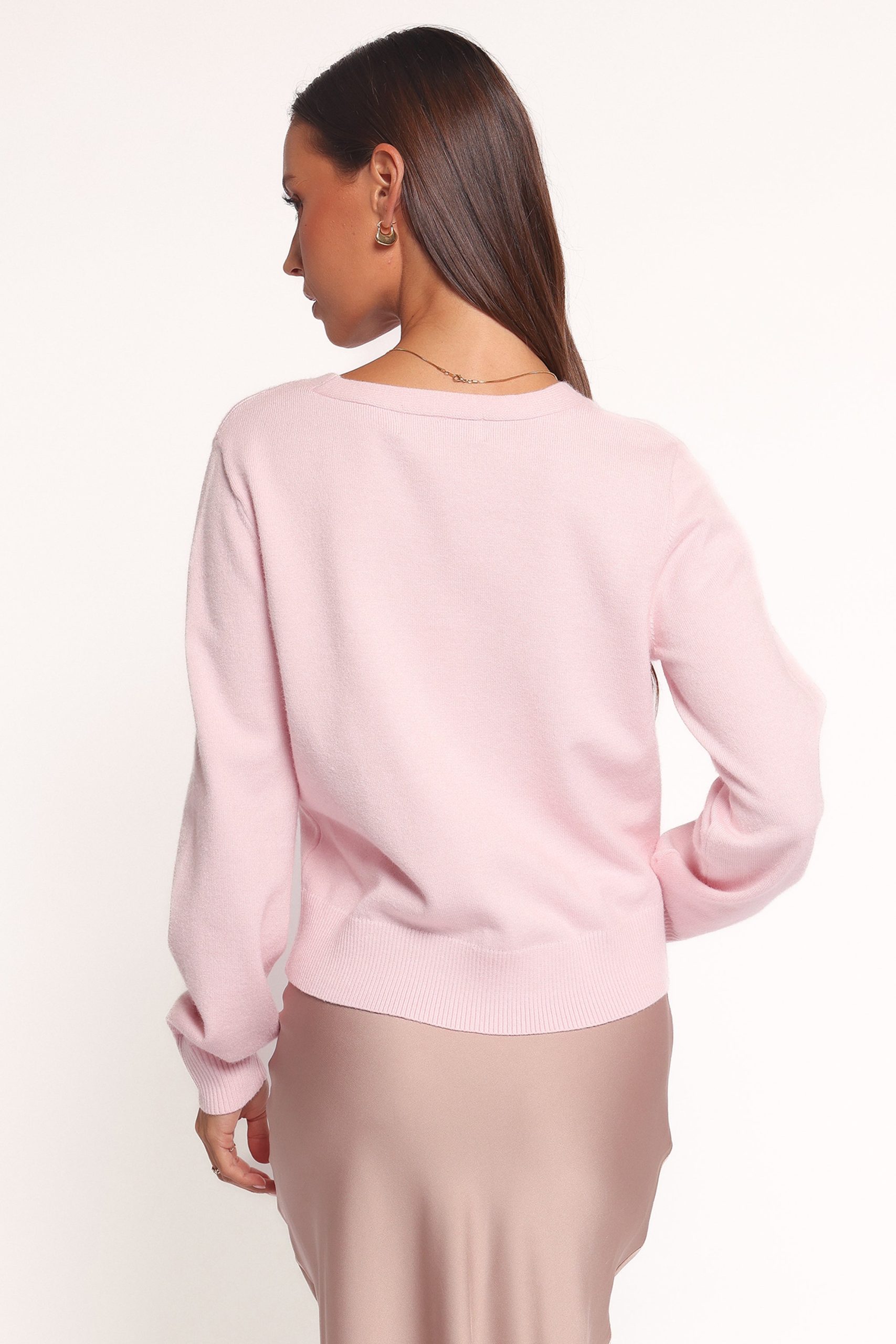 Josey Bow Button Cardigan - Light Pink - Image 4