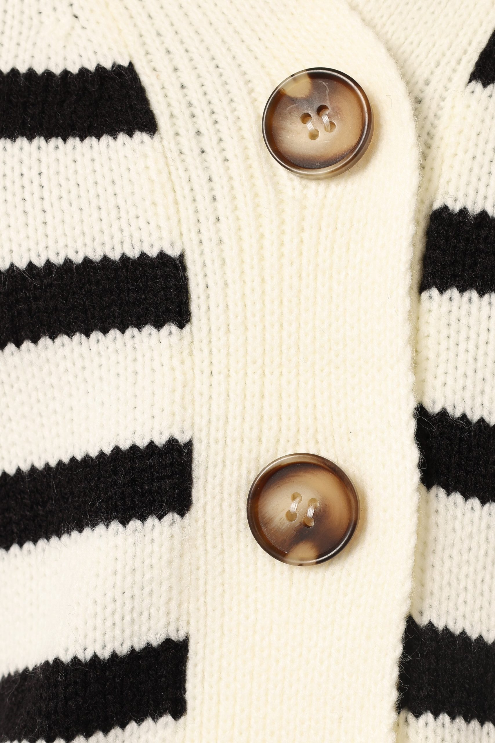 Kallen Button Front Striped Cardigan - Cream/Black - Image 9