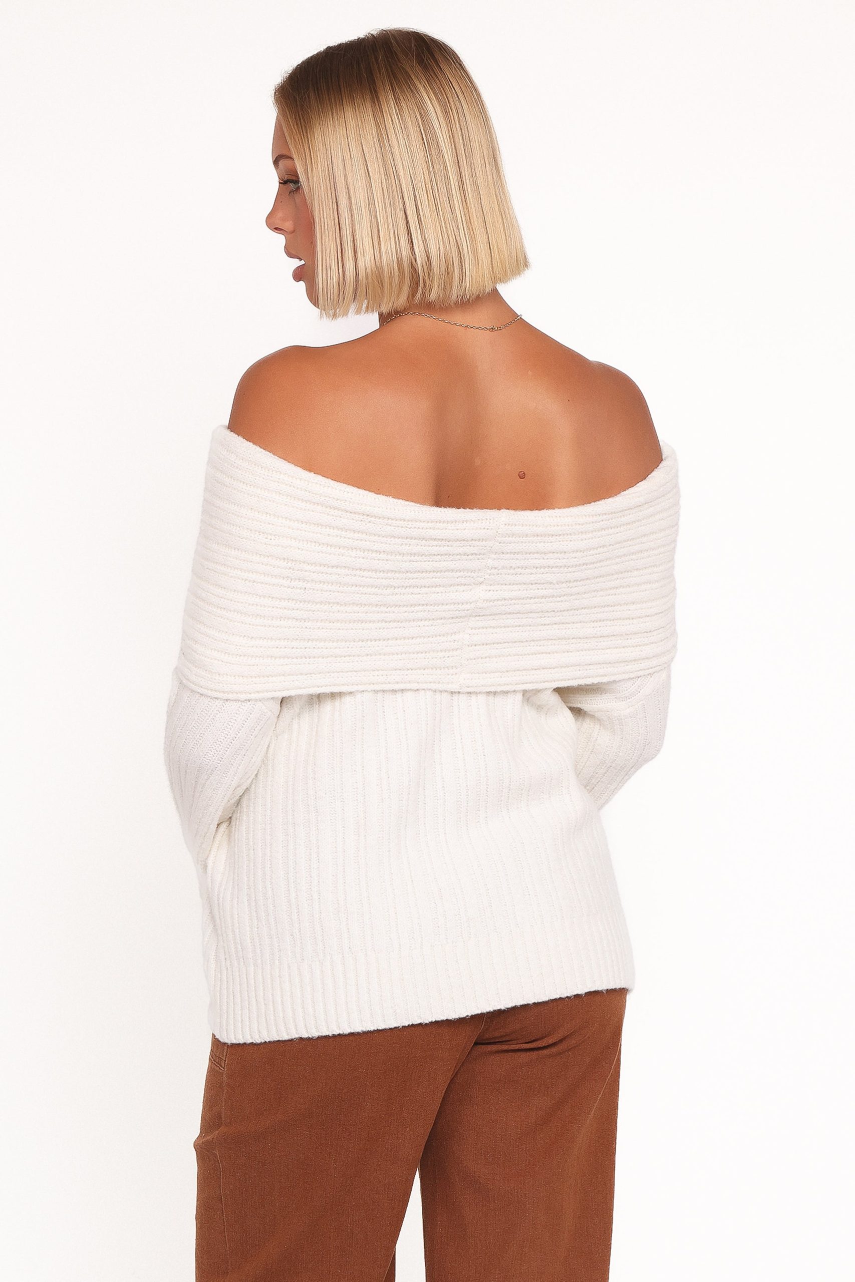 Kenny Off Shoulder Knit Sweater - Cream - Image 4