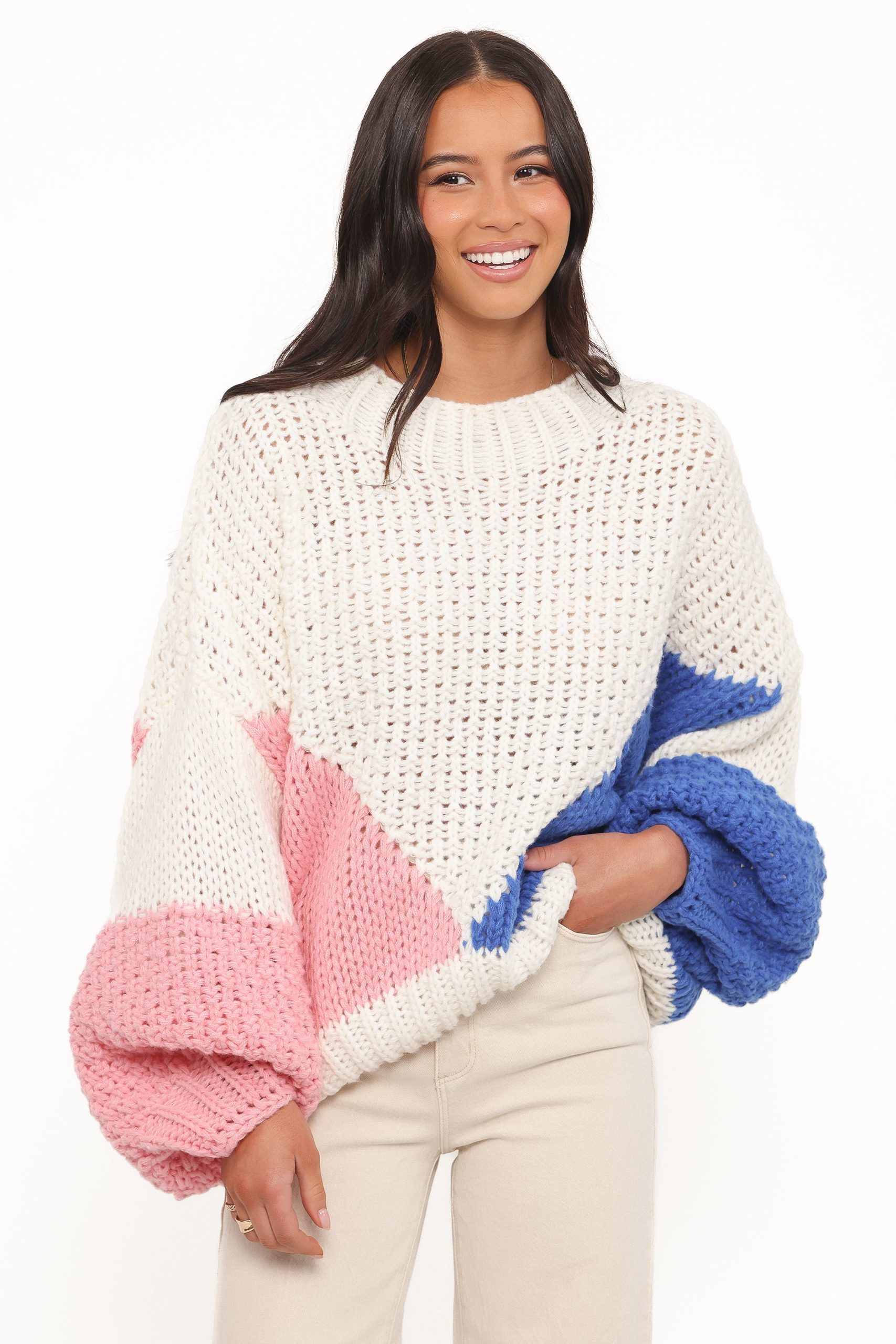 Koda Pattern Knit Sweater - White Multi - Image 2