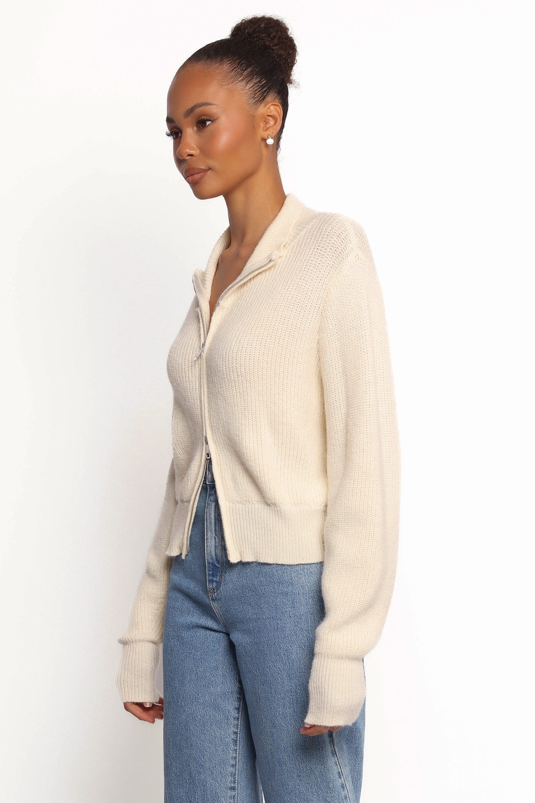 Kourtney Zip Cardigan - Cream - Image 4