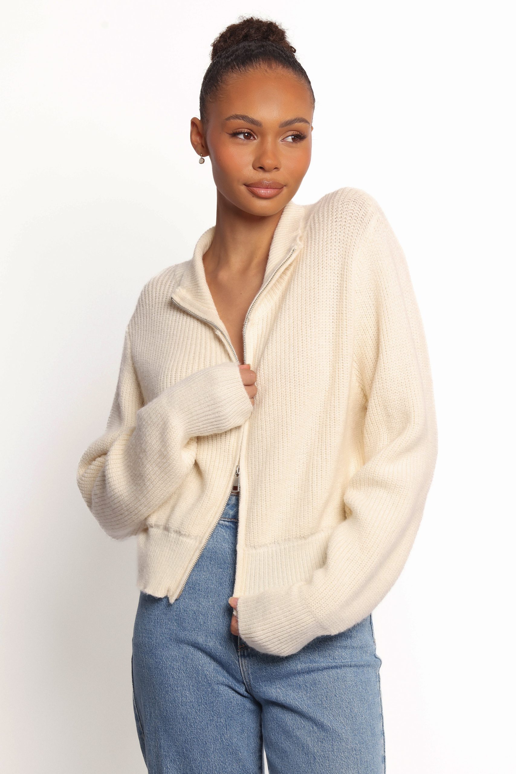Kourtney Zip Cardigan - Cream - Image 2