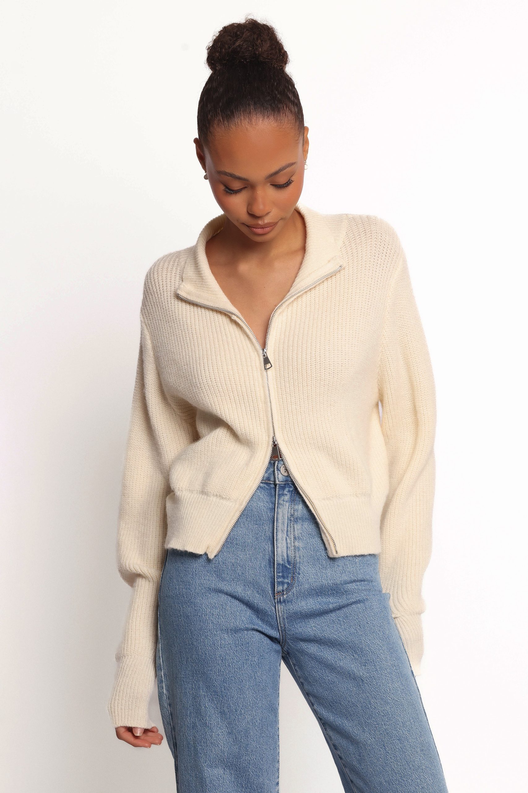Kourtney Zip Cardigan - Cream - Image 3