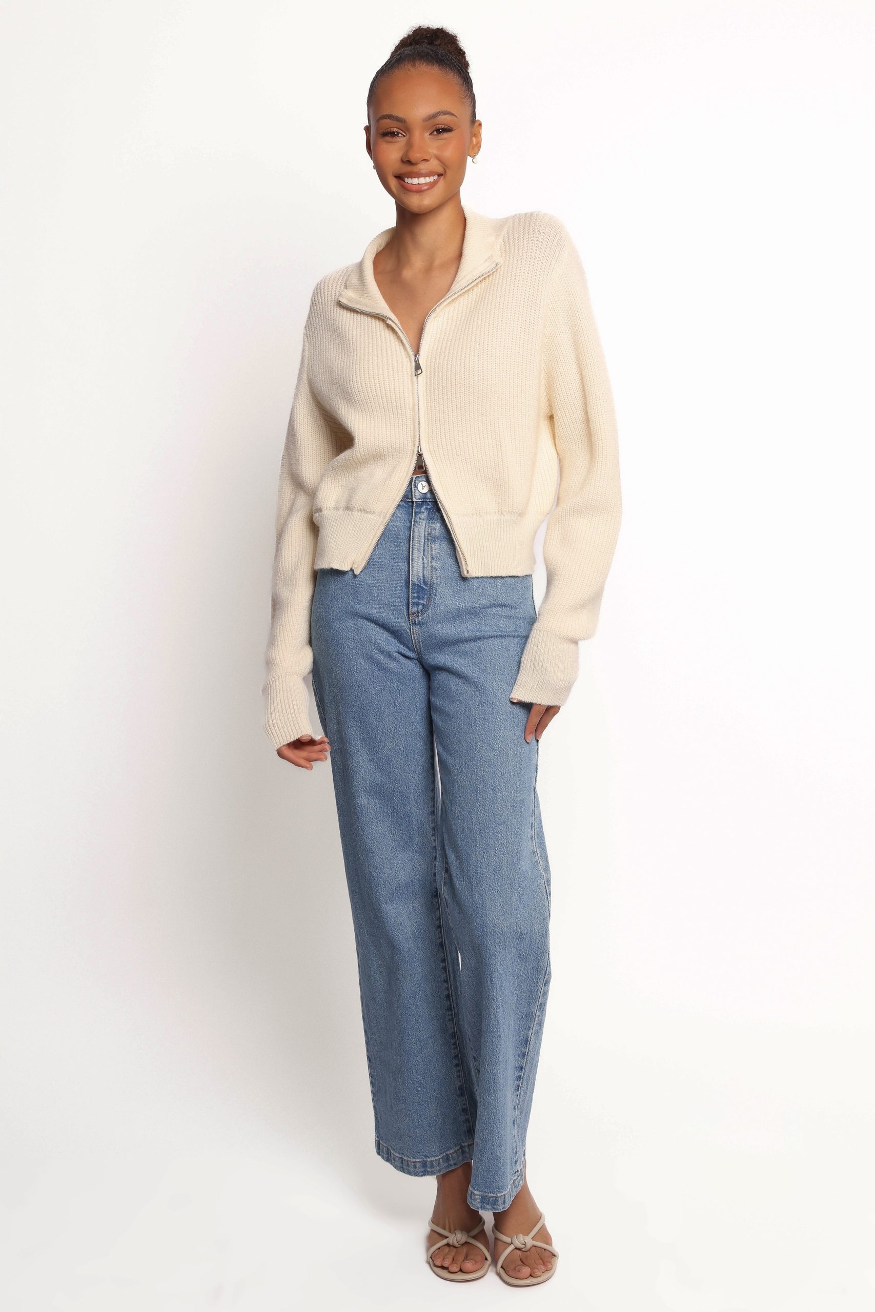 Kourtney Zip Cardigan - Cream - Image 6
