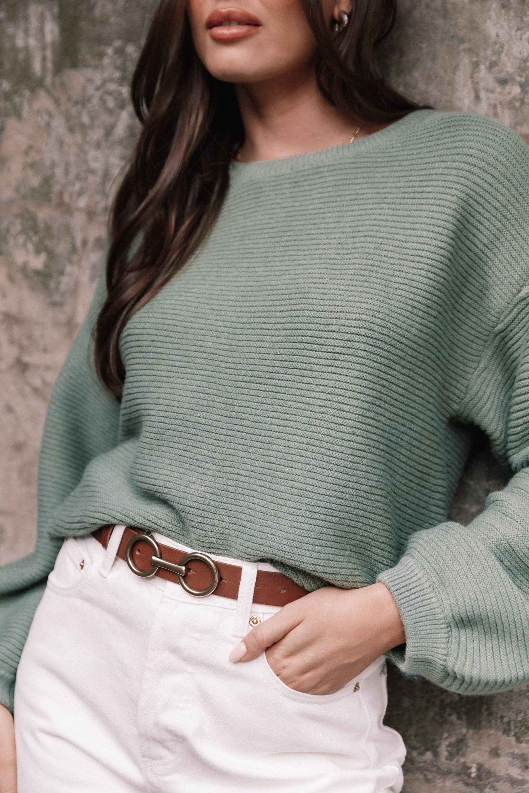 Lakelyn Textured Knit Sweater - Khaki - Image 2