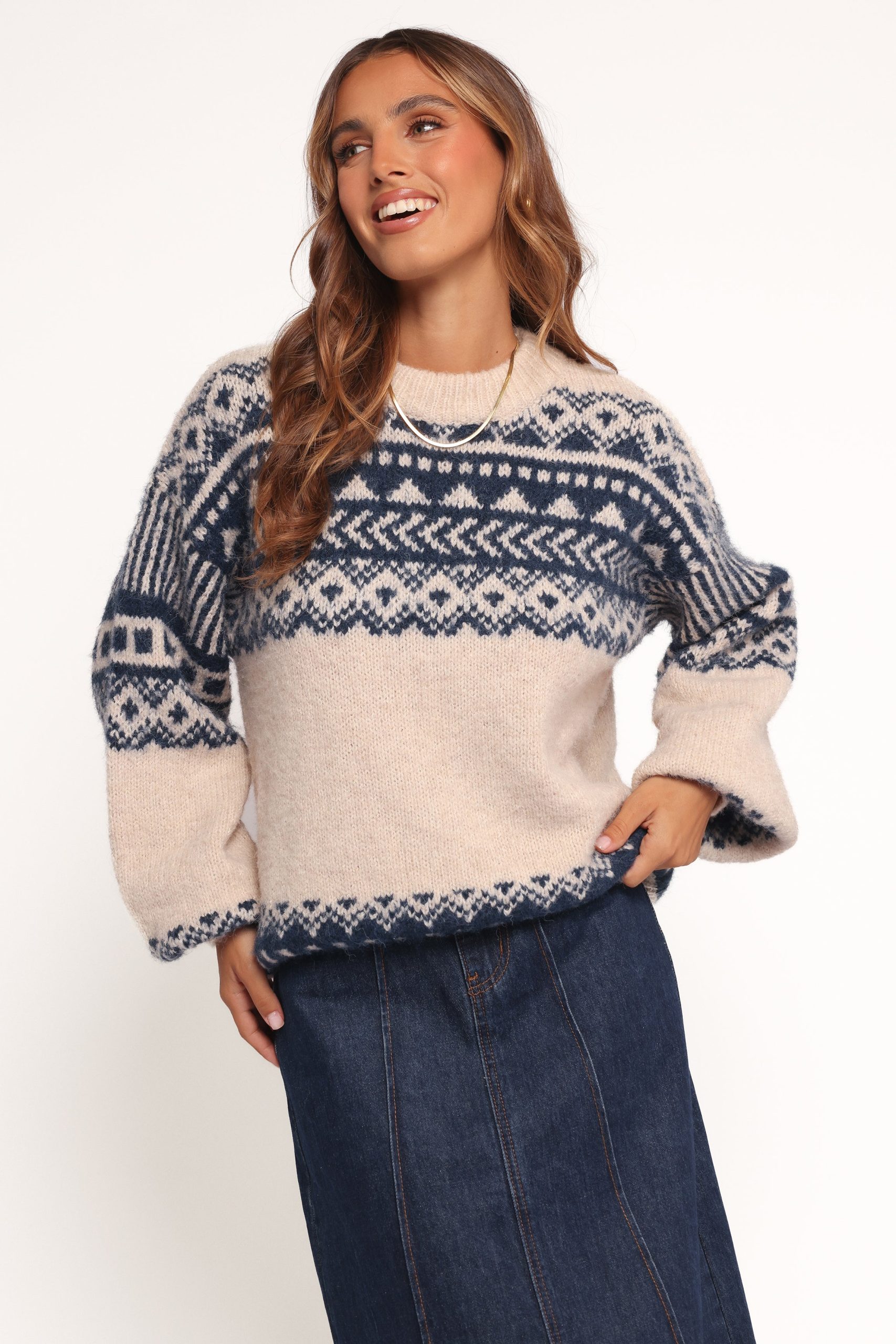 Lincoln Fair Isle Knit Sweater - Navy - Image 2