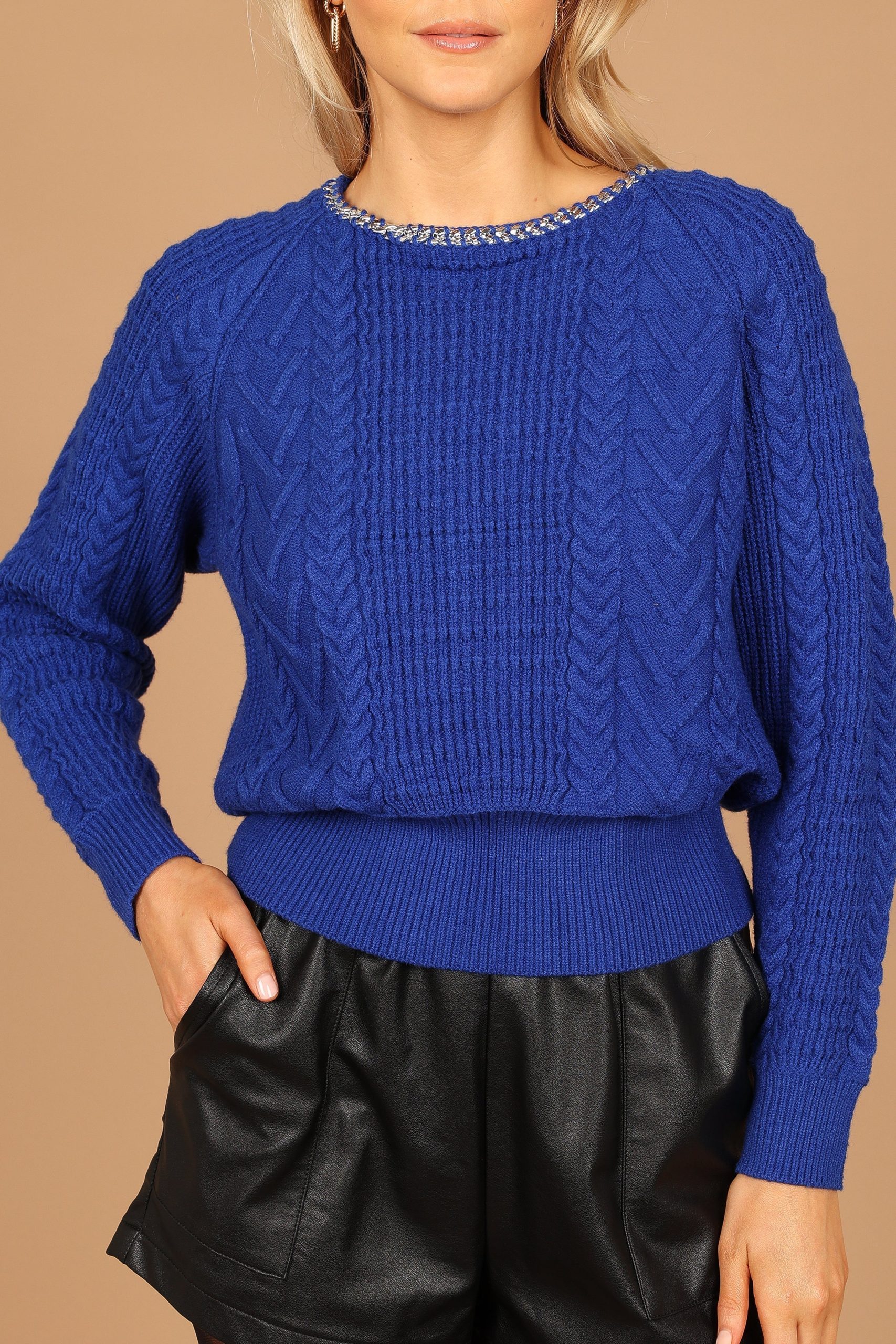Liv Chain Detail Knit Sweater - Blue - Image 3