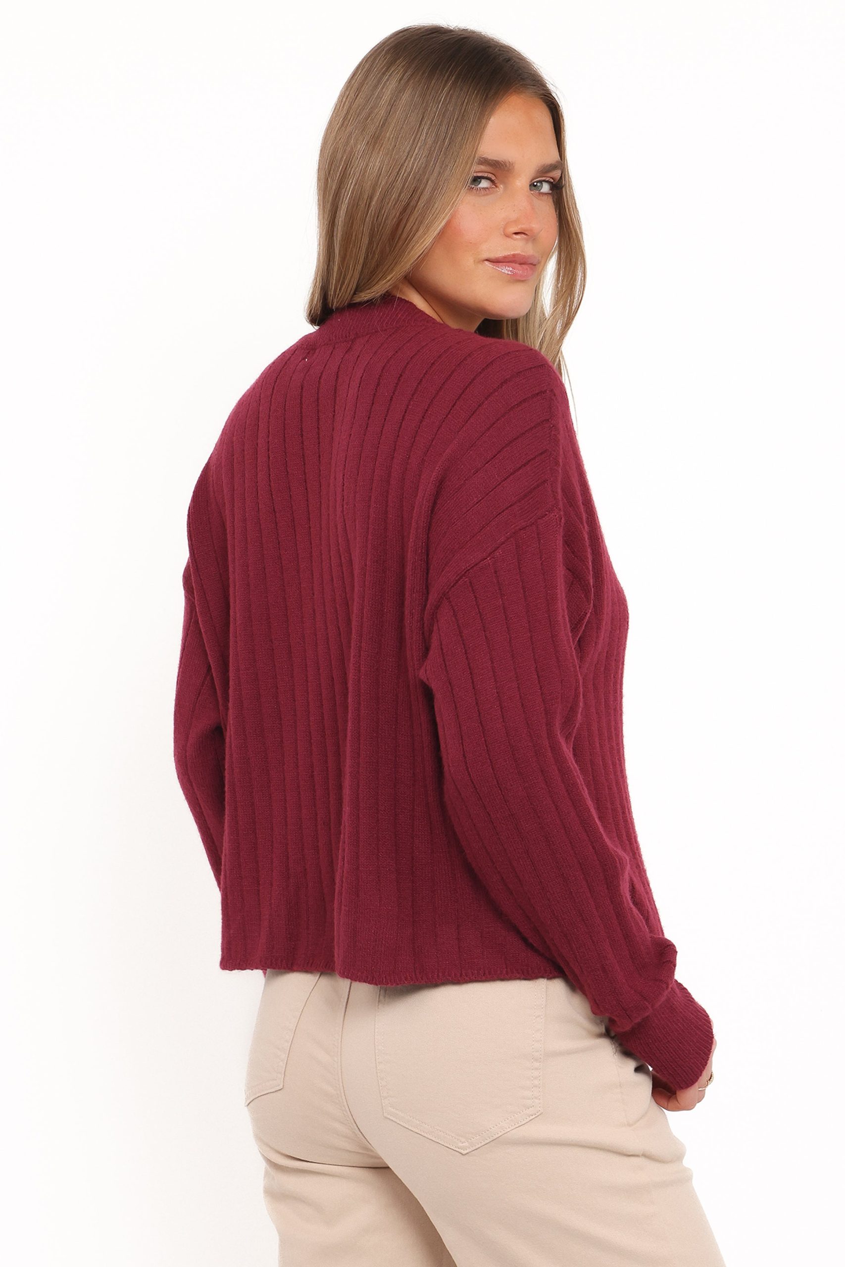 Loulani Heart Button Cardigan - Cherry - Image 4