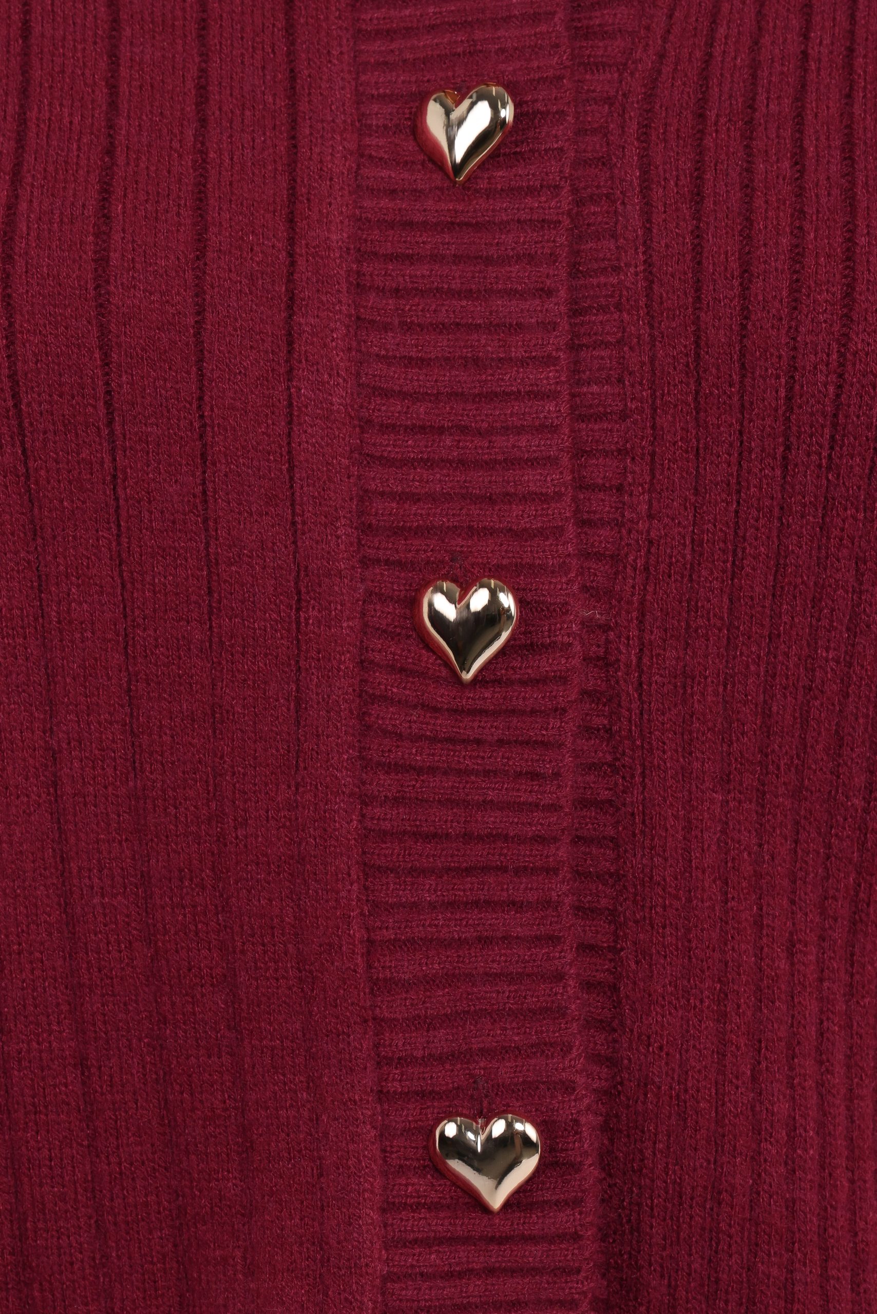 Loulani Heart Button Cardigan - Cherry - Image 6