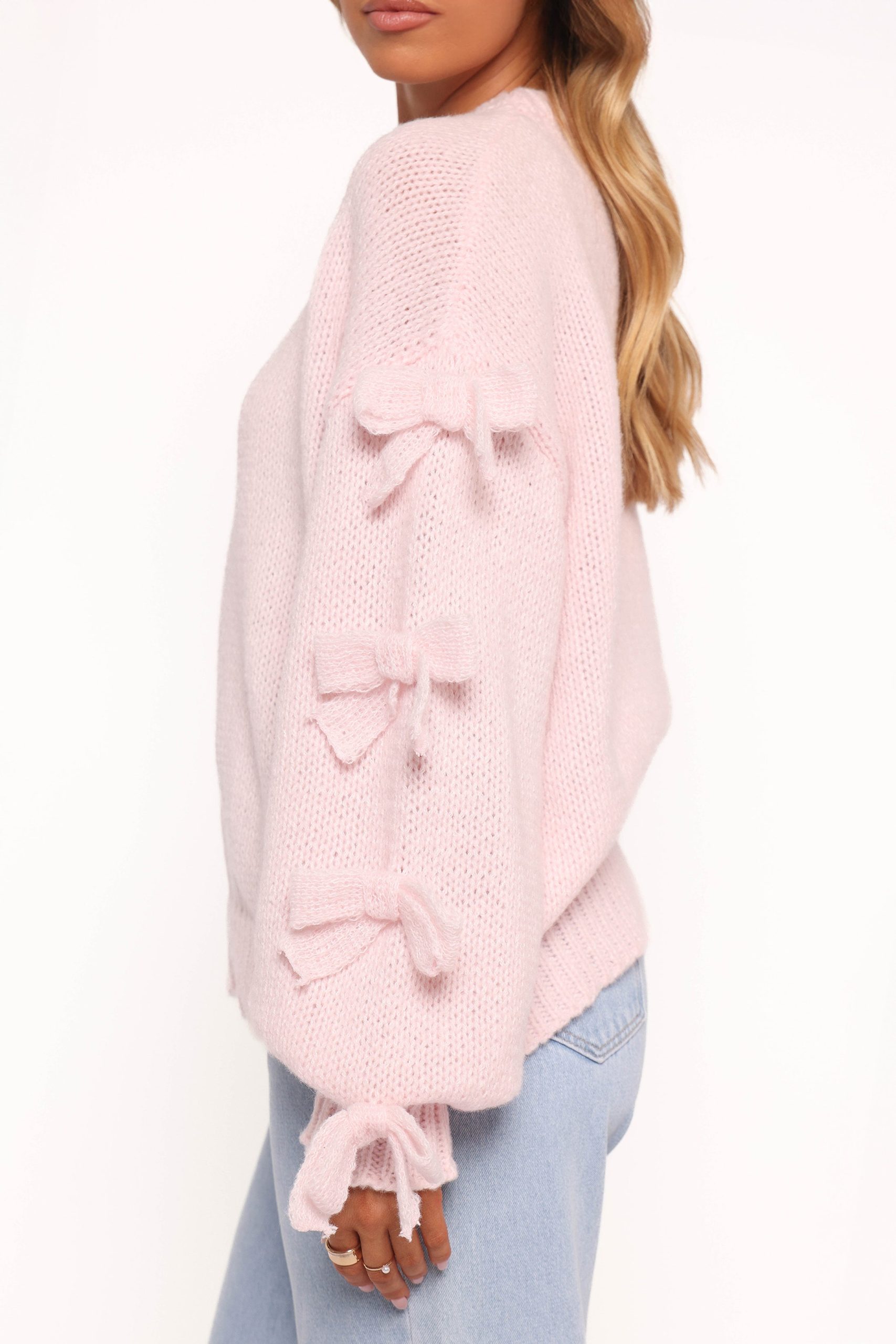 Lover Tie Sleeve Knit Sweater - Pink - Image 4