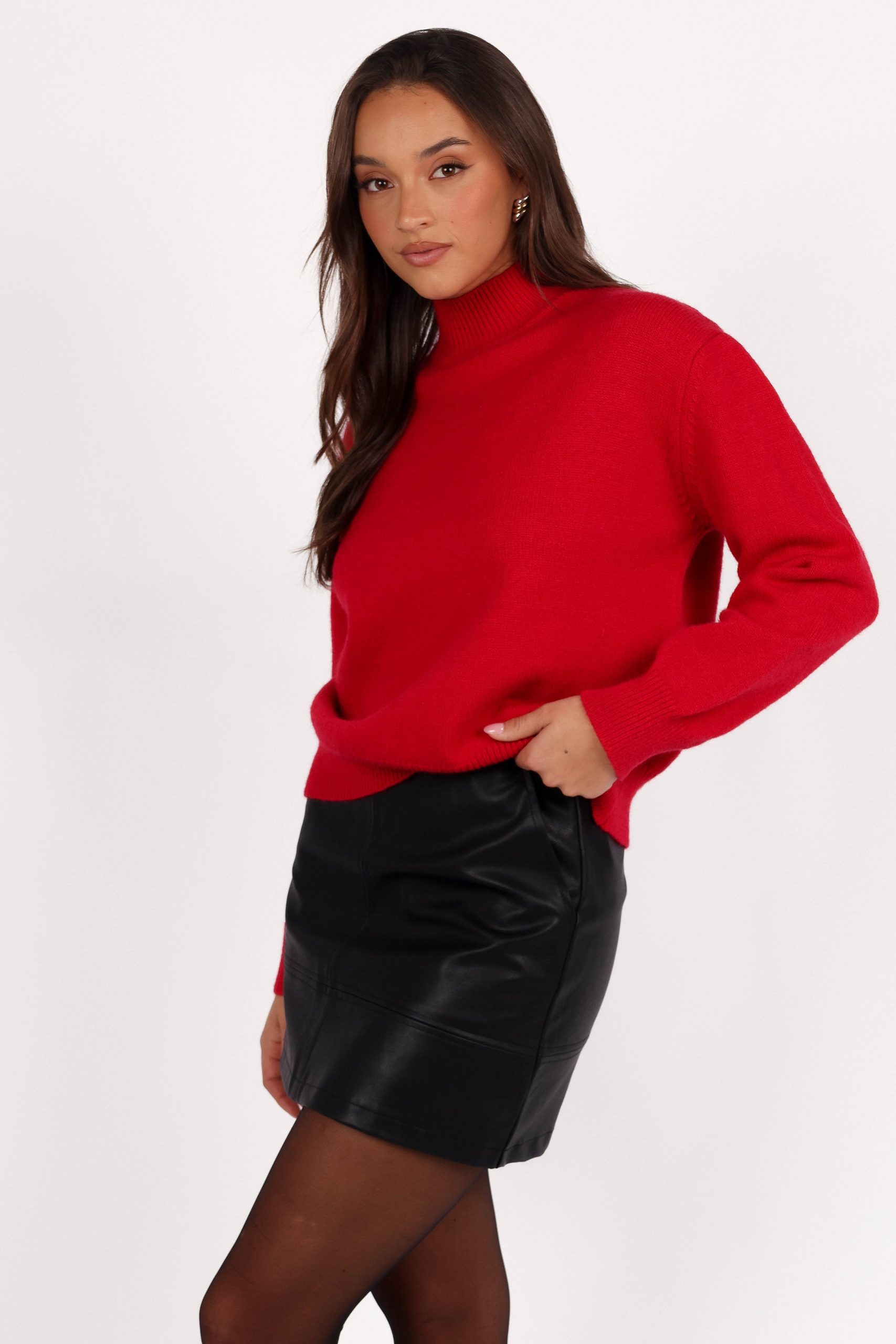 Luda Mockneck Knit Sweater - Red - Image 5