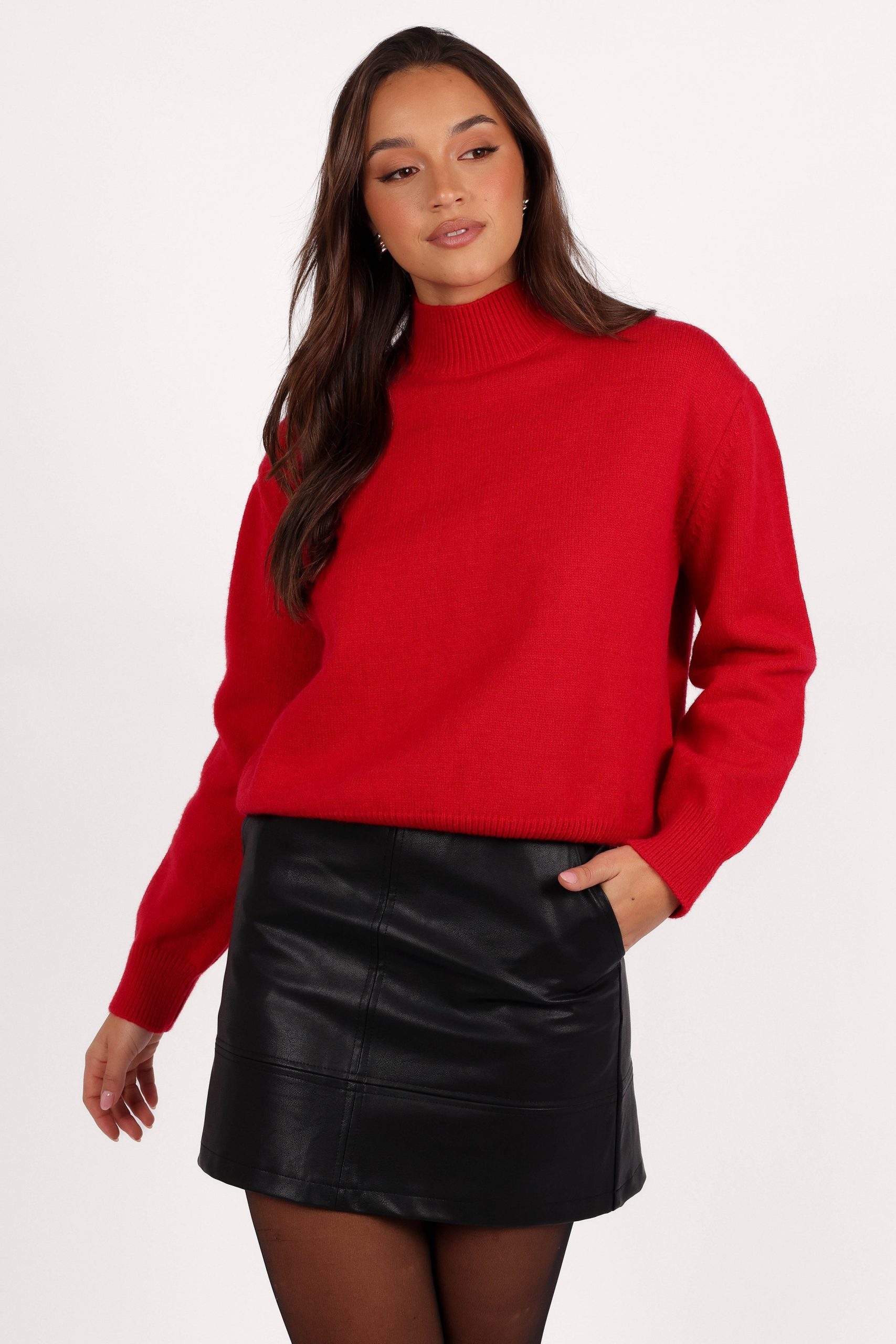 Luda Mockneck Knit Sweater - Red - Image 8