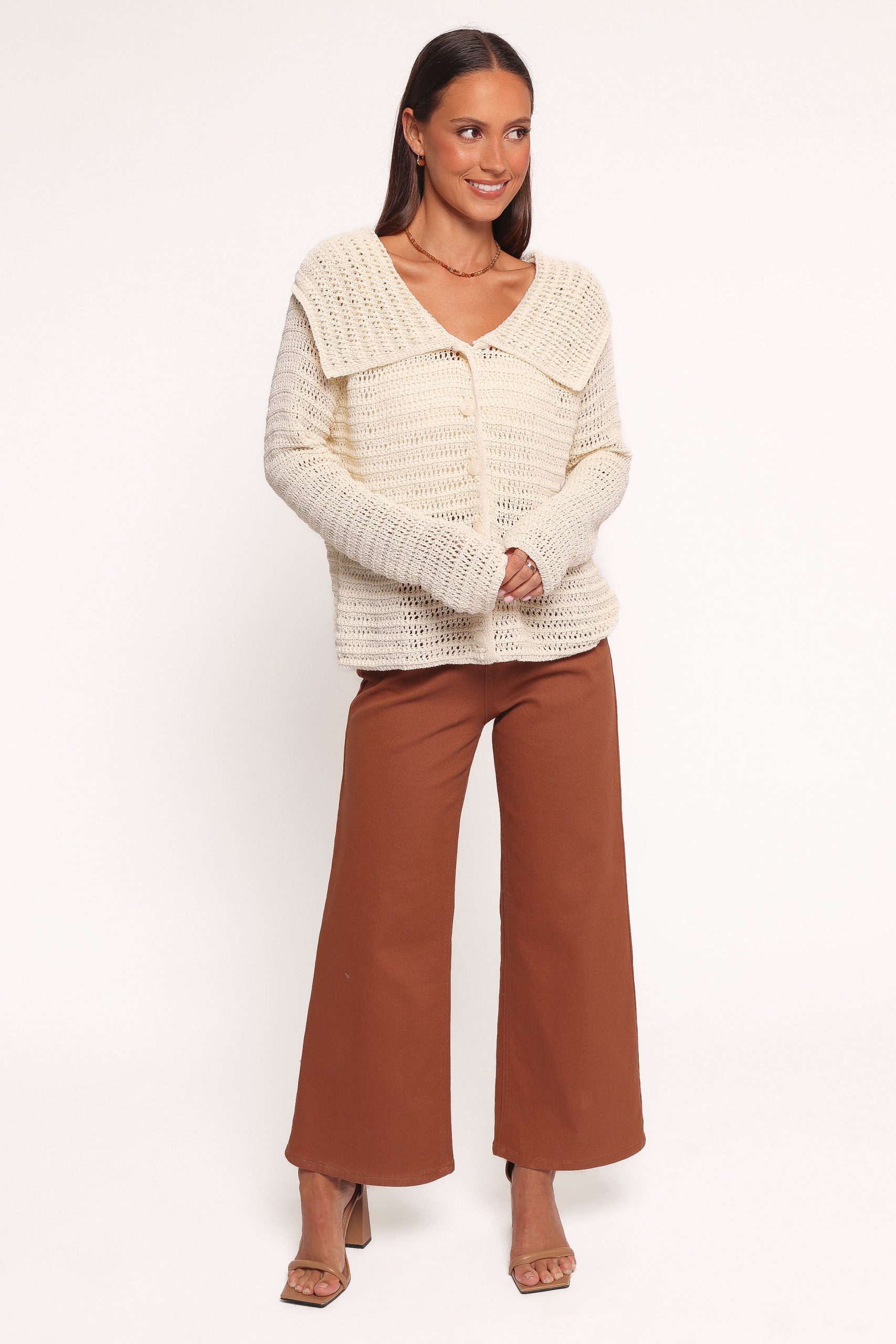 Lyra Large Collar Cardigan - White - Image 5