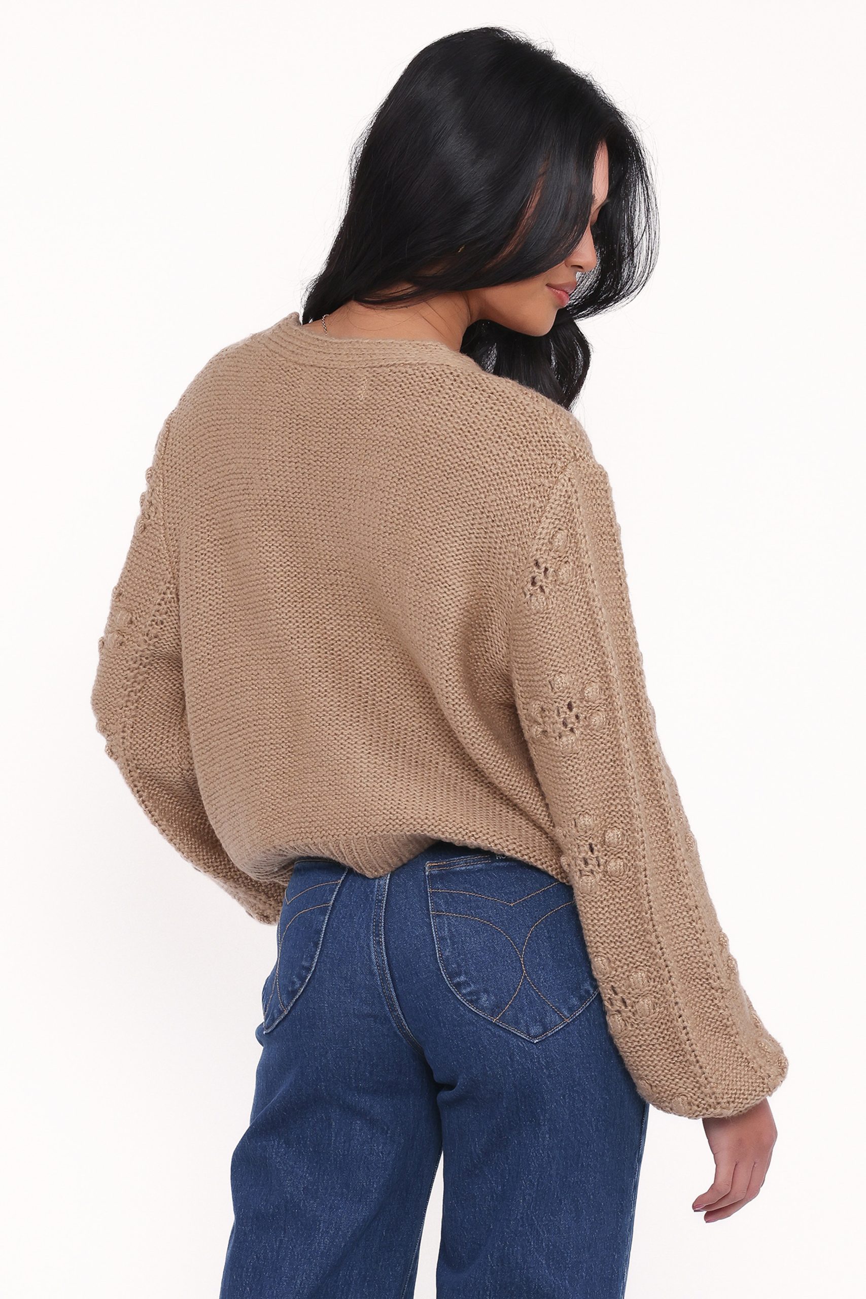 Melody Textured Button Up Cardigan - Mushroom - Image 4